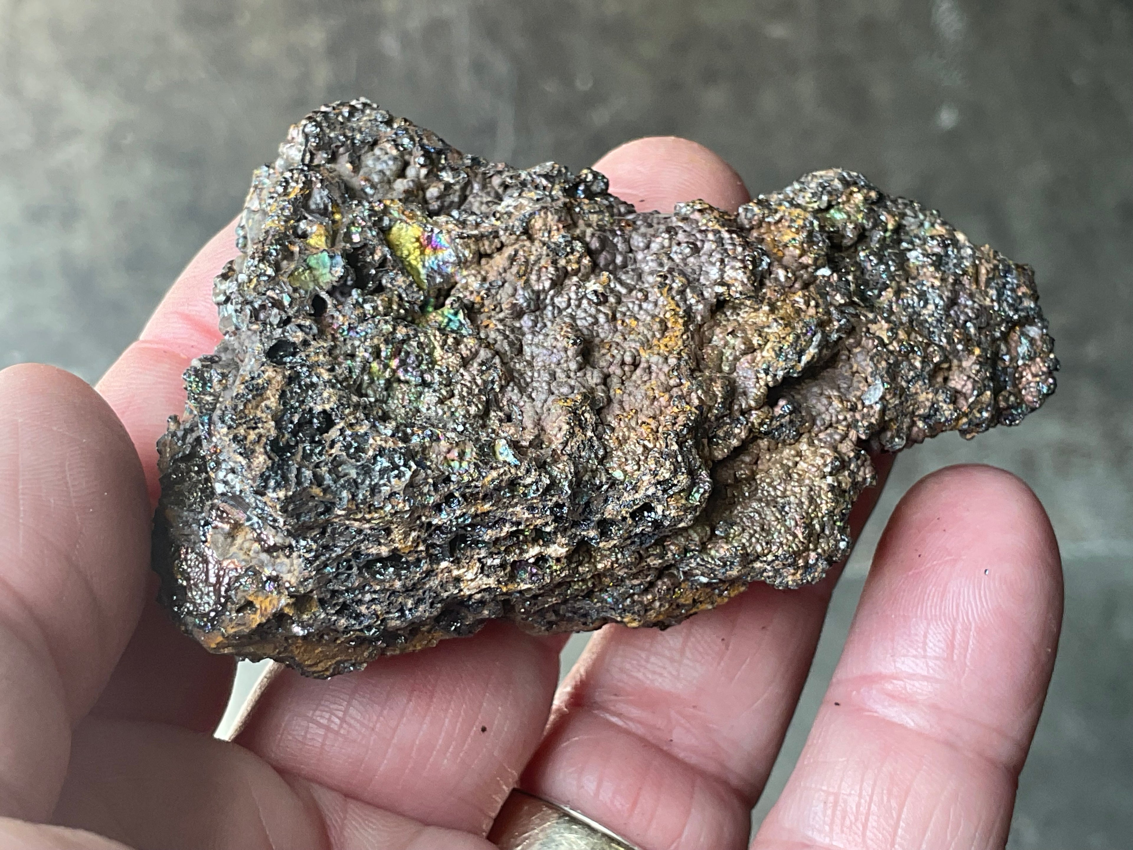 88g Iridescent Goethite/Limonite with Selenite Crystals Specimen 6B
