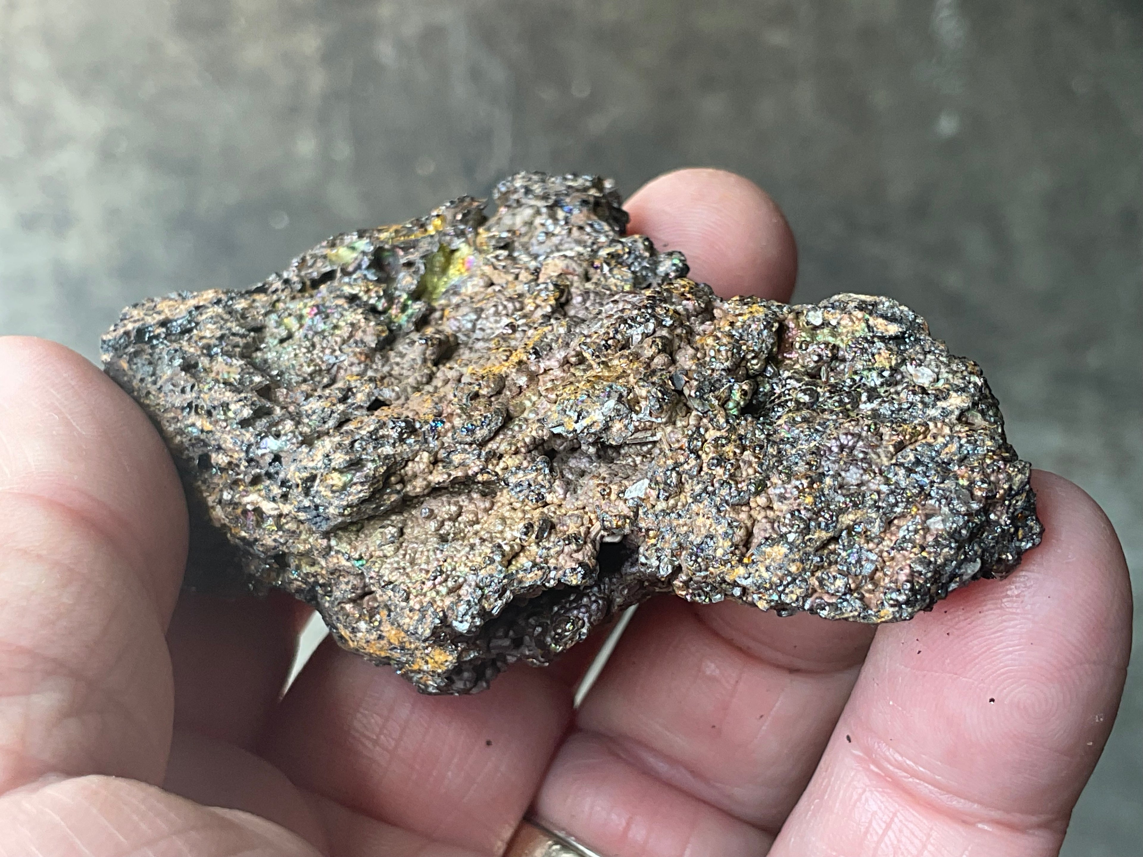 88g Iridescent Goethite/Limonite with Selenite Crystals Specimen 6B