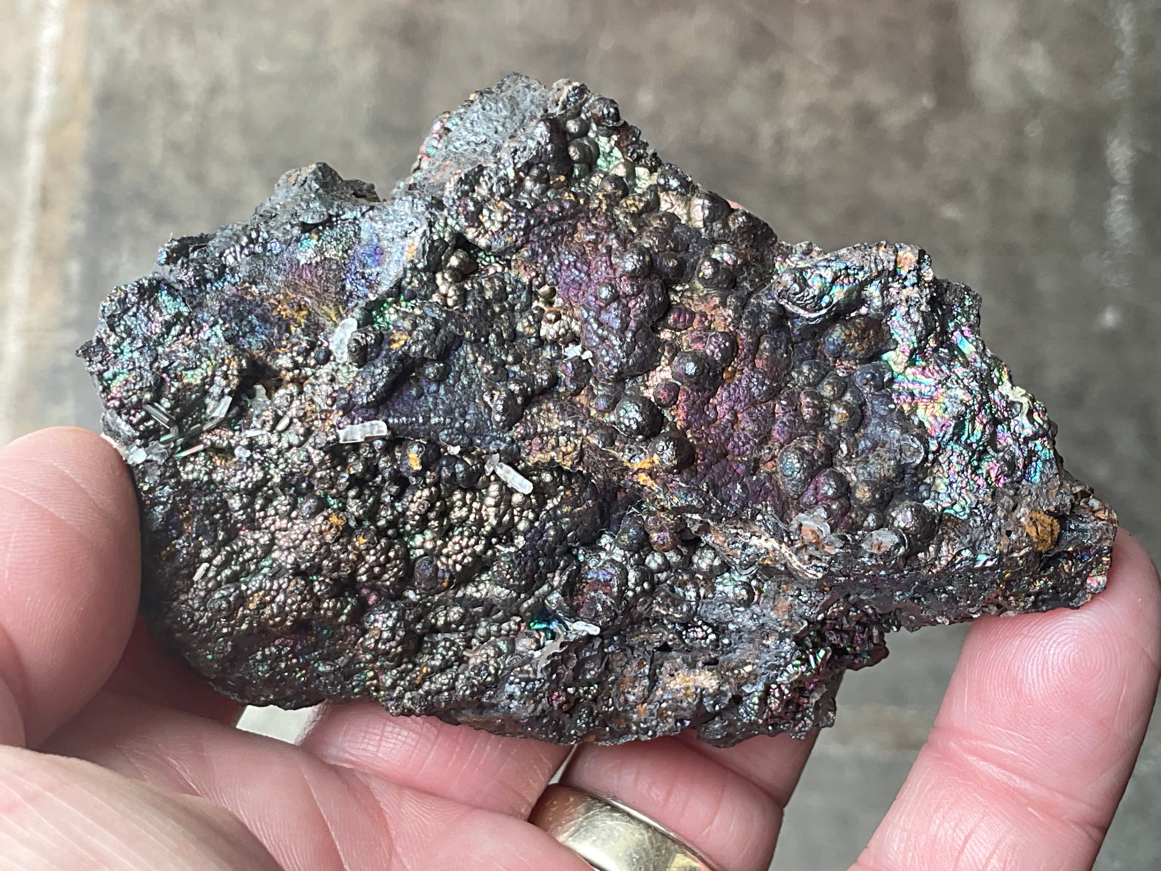 144g Iridescent Goethite/Limonite with Selenite Crystals Specimen 7A