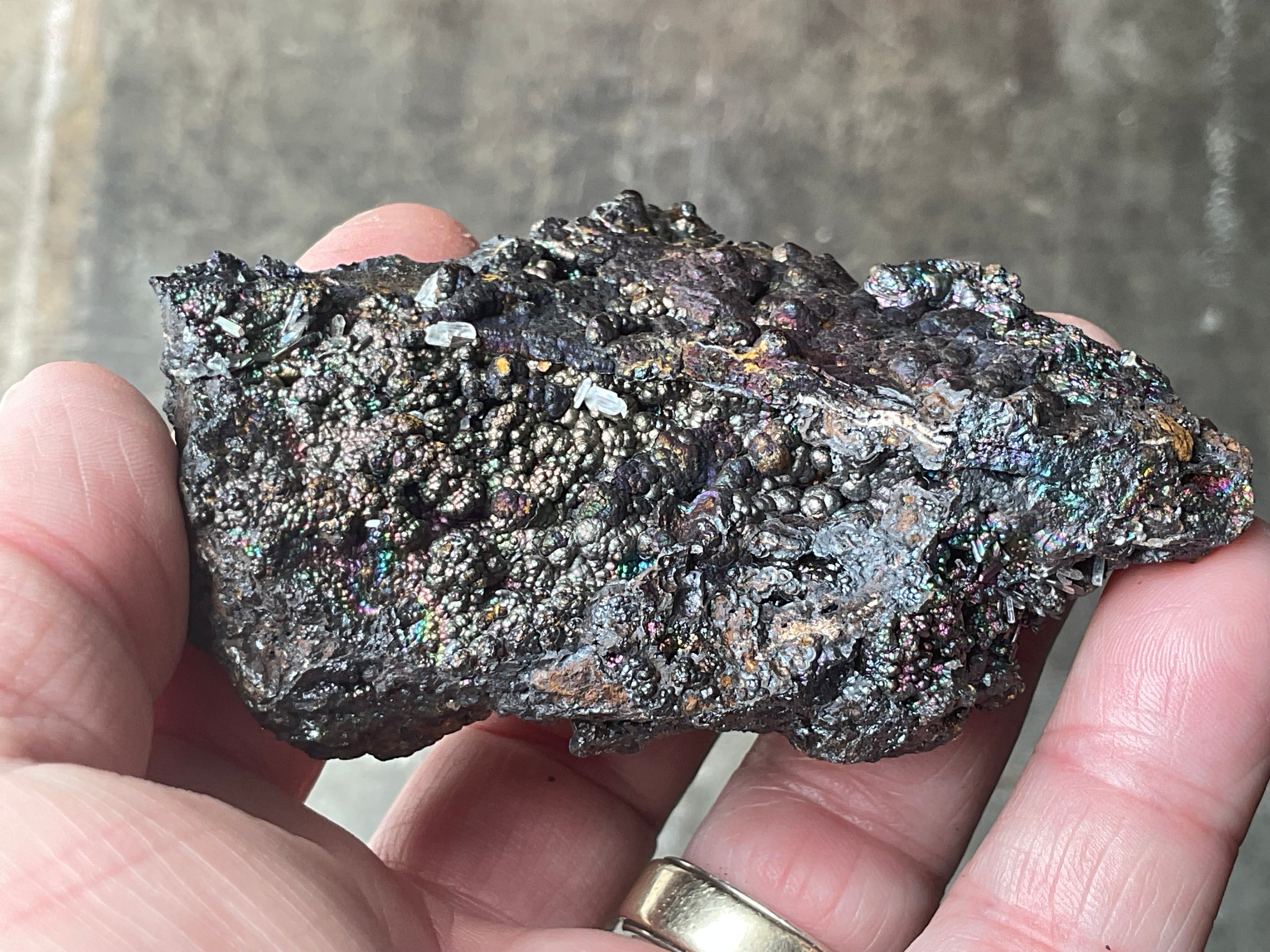 144g Iridescent Goethite/Limonite with Selenite Crystals Specimen 7A