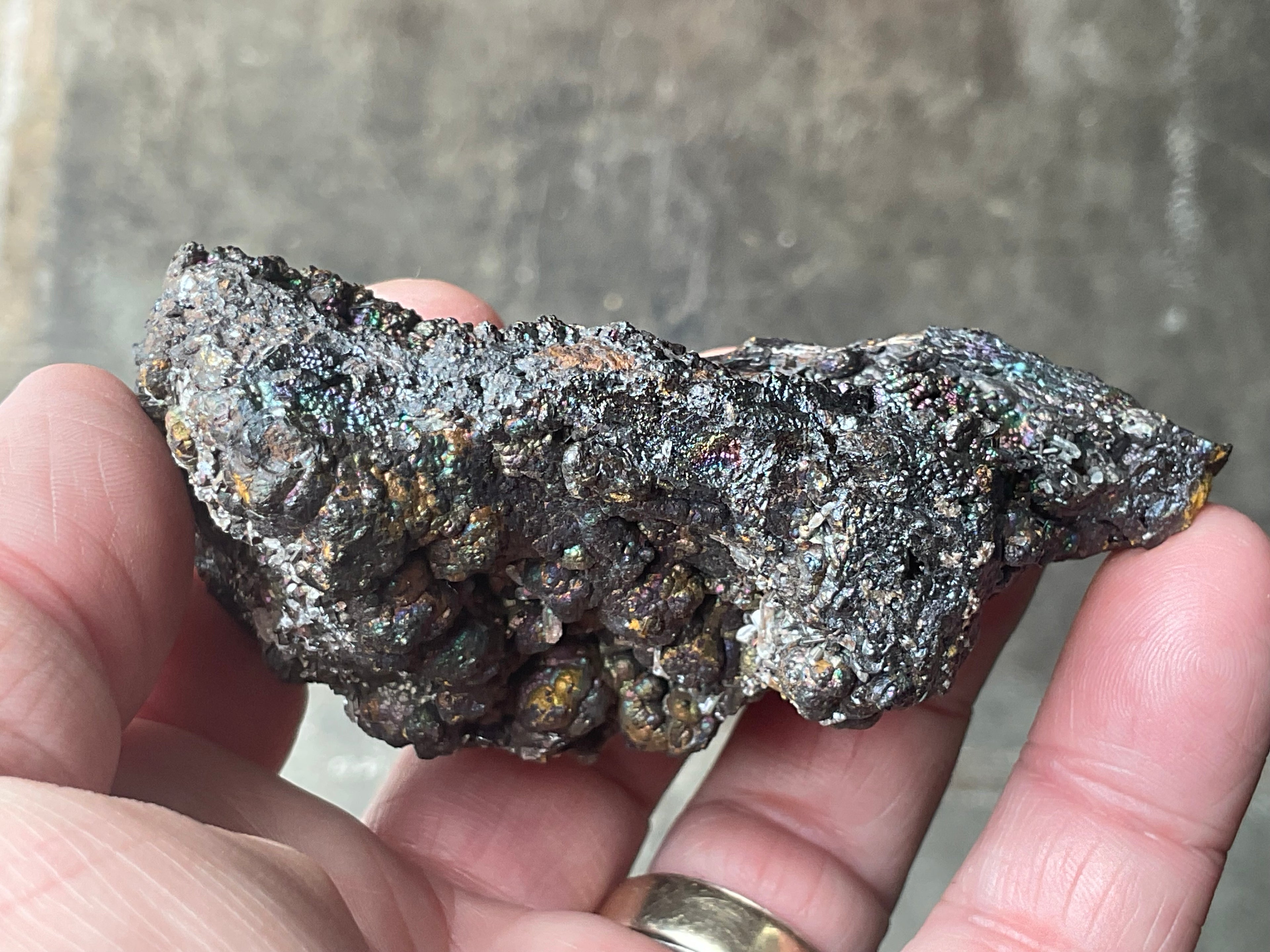 144g Iridescent Goethite/Limonite with Selenite Crystals Specimen 7A