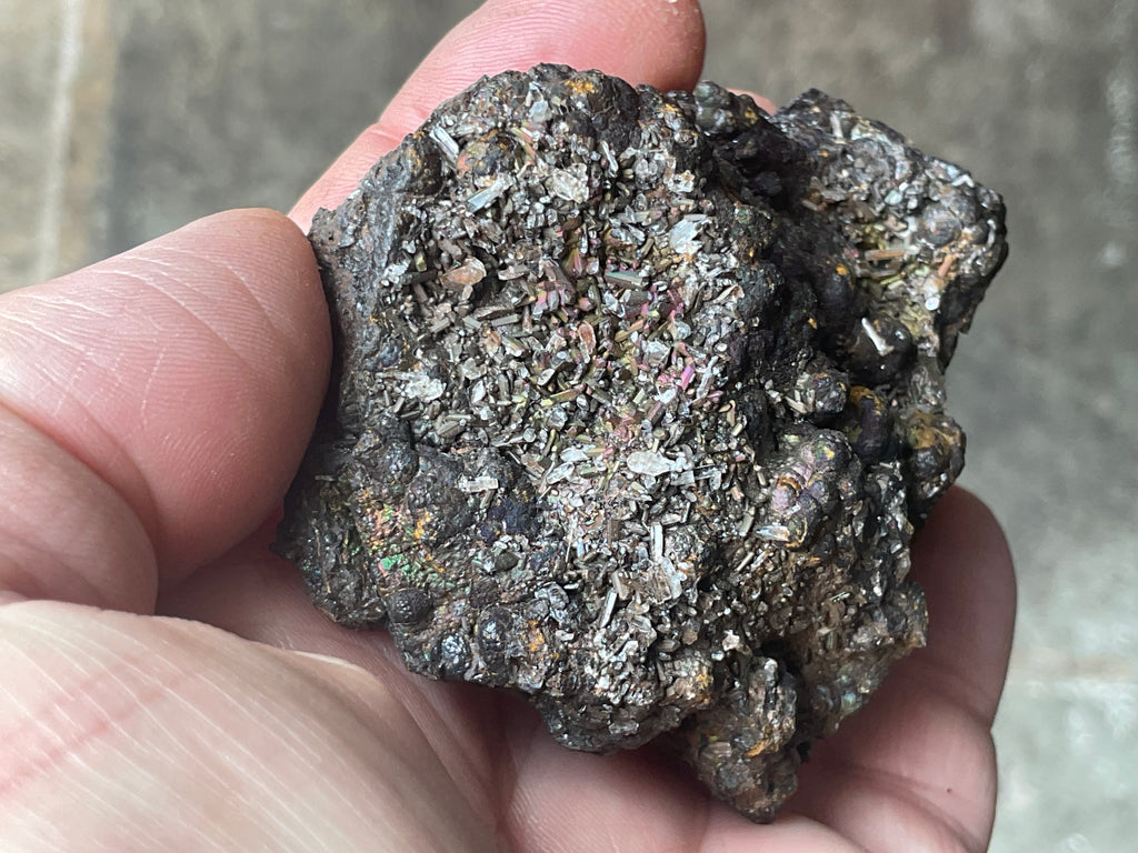 144g Iridescent Goethite/Limonite with Selenite Crystals Specimen 7A