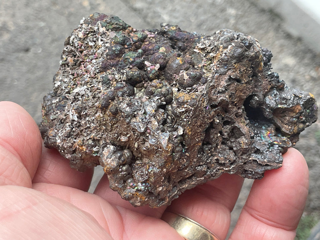 144g Iridescent Goethite/Limonite with Selenite Crystals Specimen 7A
