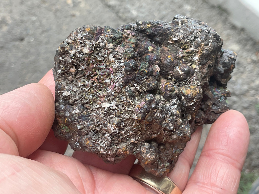 144g Iridescent Goethite/Limonite with Selenite Crystals Specimen 7A