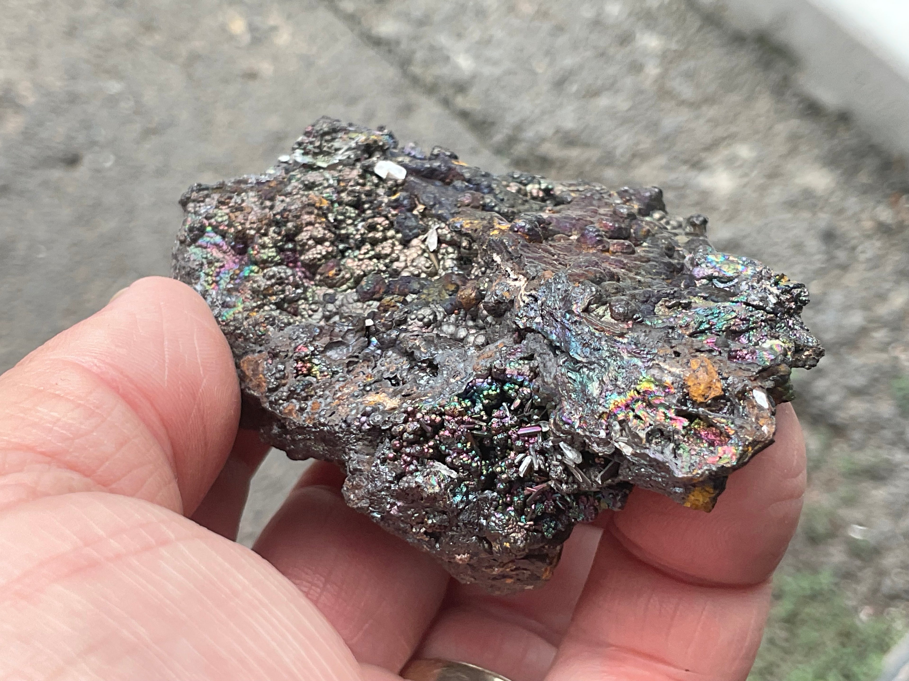 144g Iridescent Goethite/Limonite with Selenite Crystals Specimen 7A