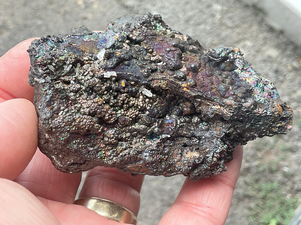 144g Iridescent Goethite/Limonite with Selenite Crystals Specimen 7A