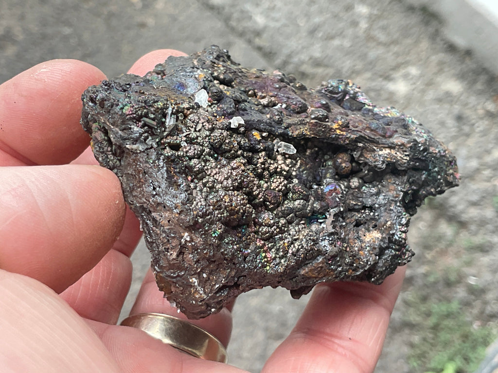 144g Iridescent Goethite/Limonite with Selenite Crystals Specimen 7A
