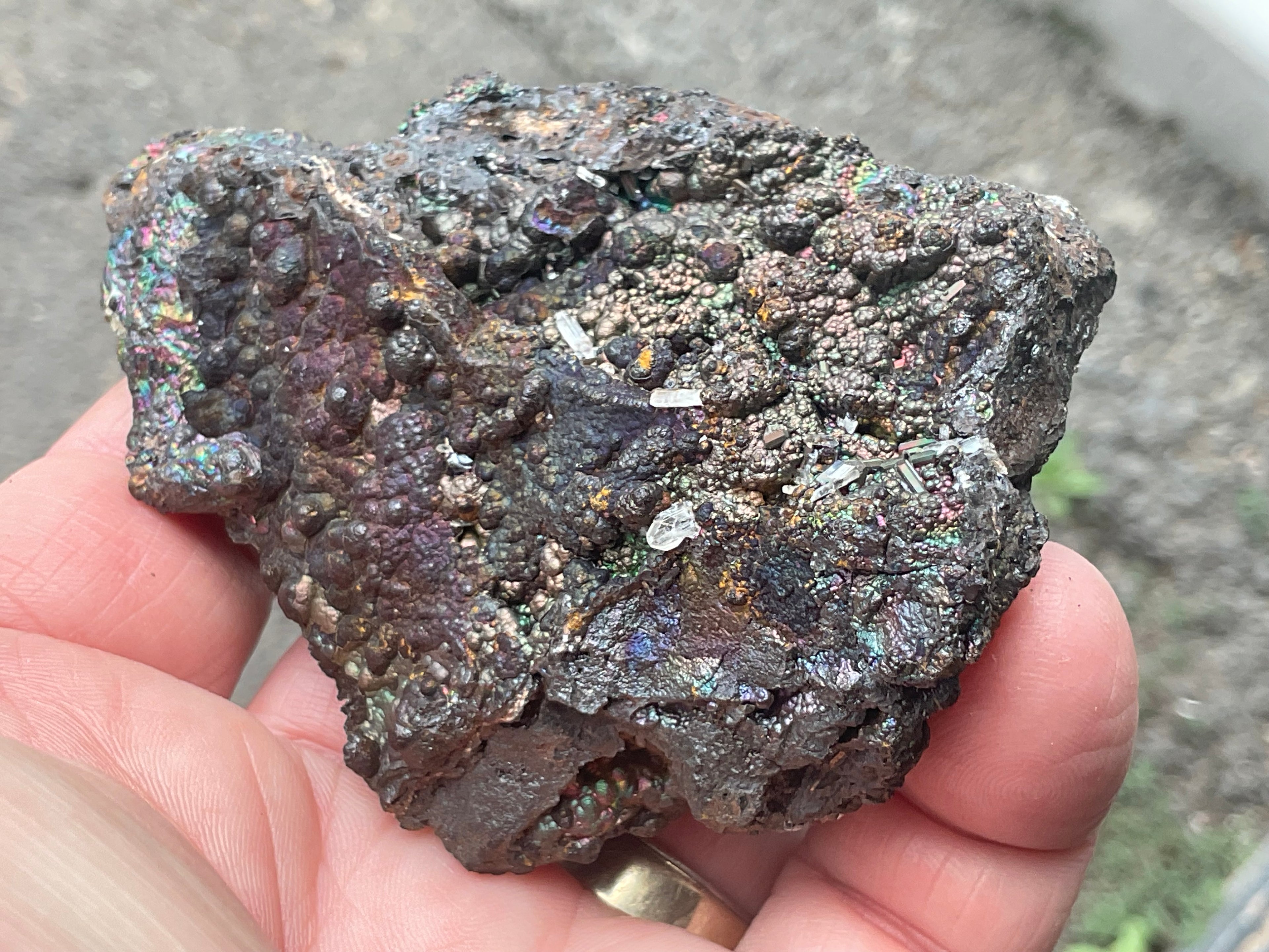 144g Iridescent Goethite/Limonite with Selenite Crystals Specimen 7A