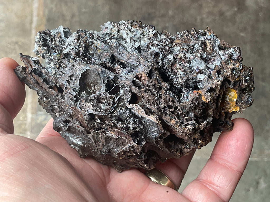 256g Iridescent Goethite/Limonite with Selenite Crystals Specimen 7B