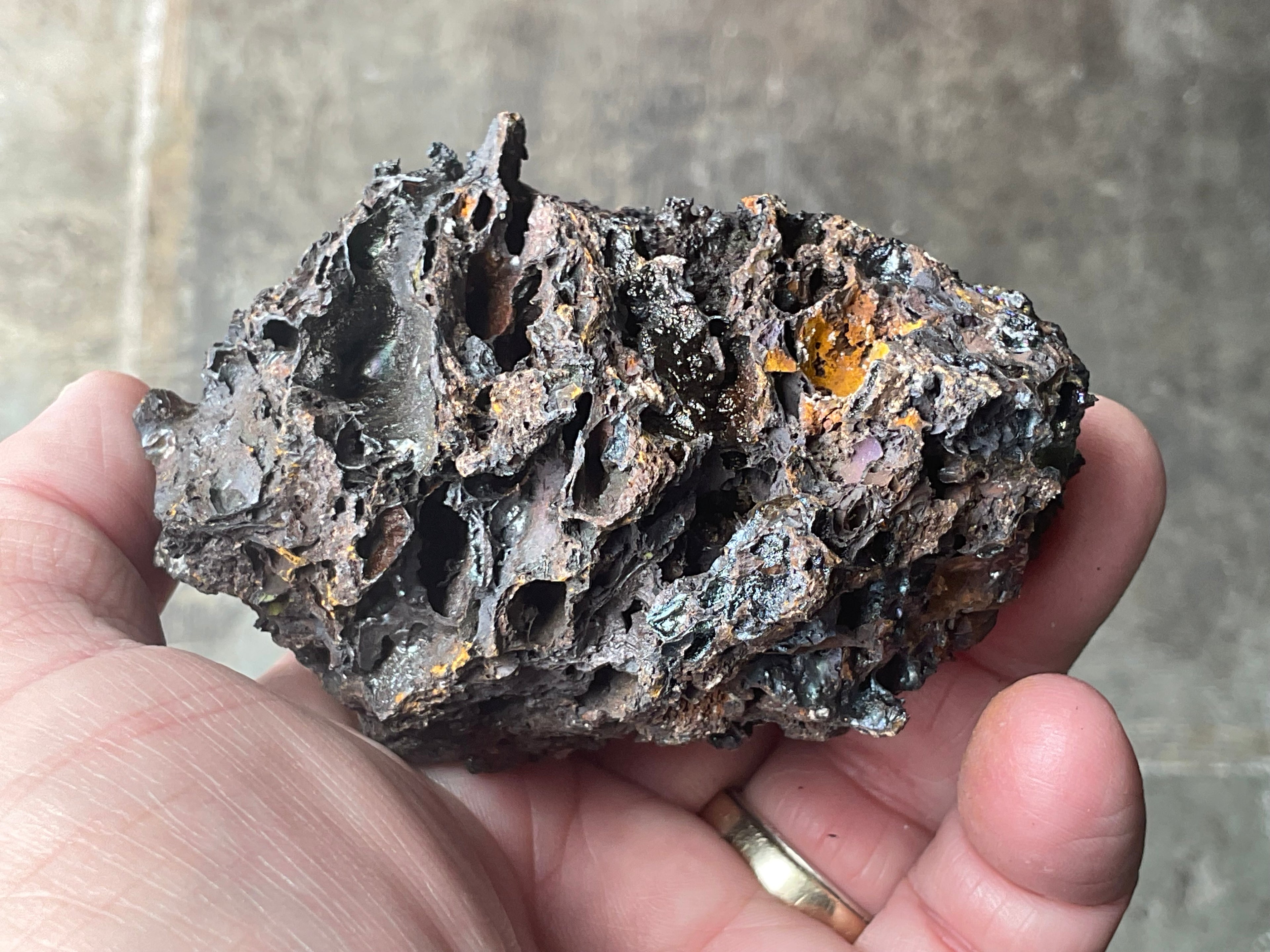 256g Iridescent Goethite/Limonite with Selenite Crystals Specimen 7B