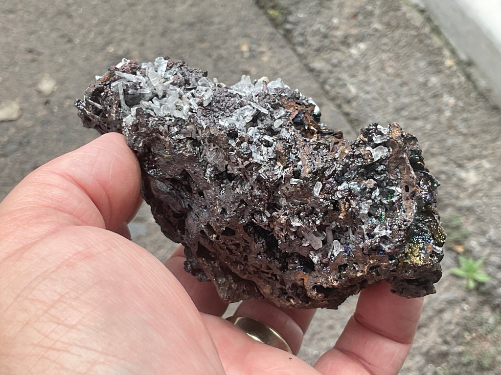 256g Iridescent Goethite/Limonite with Selenite Crystals Specimen 7B