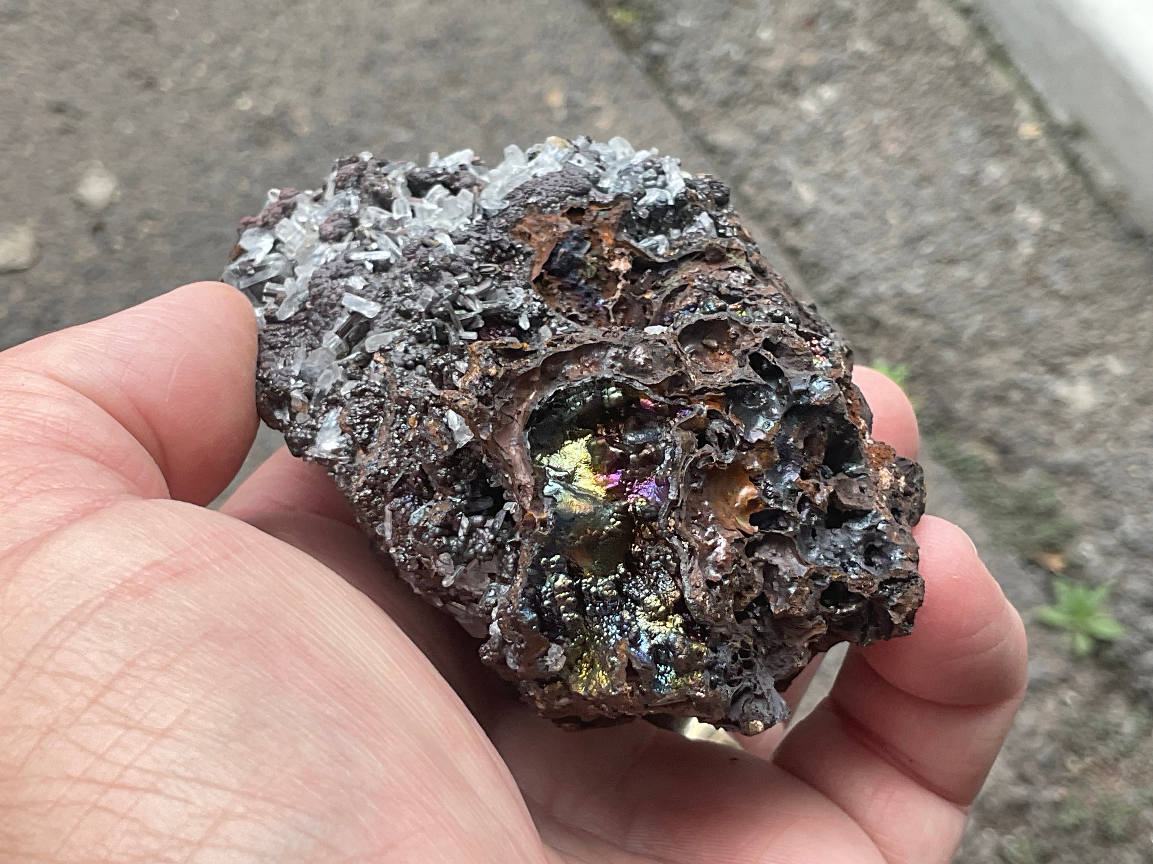 256g Iridescent Goethite/Limonite with Selenite Crystals Specimen 7B