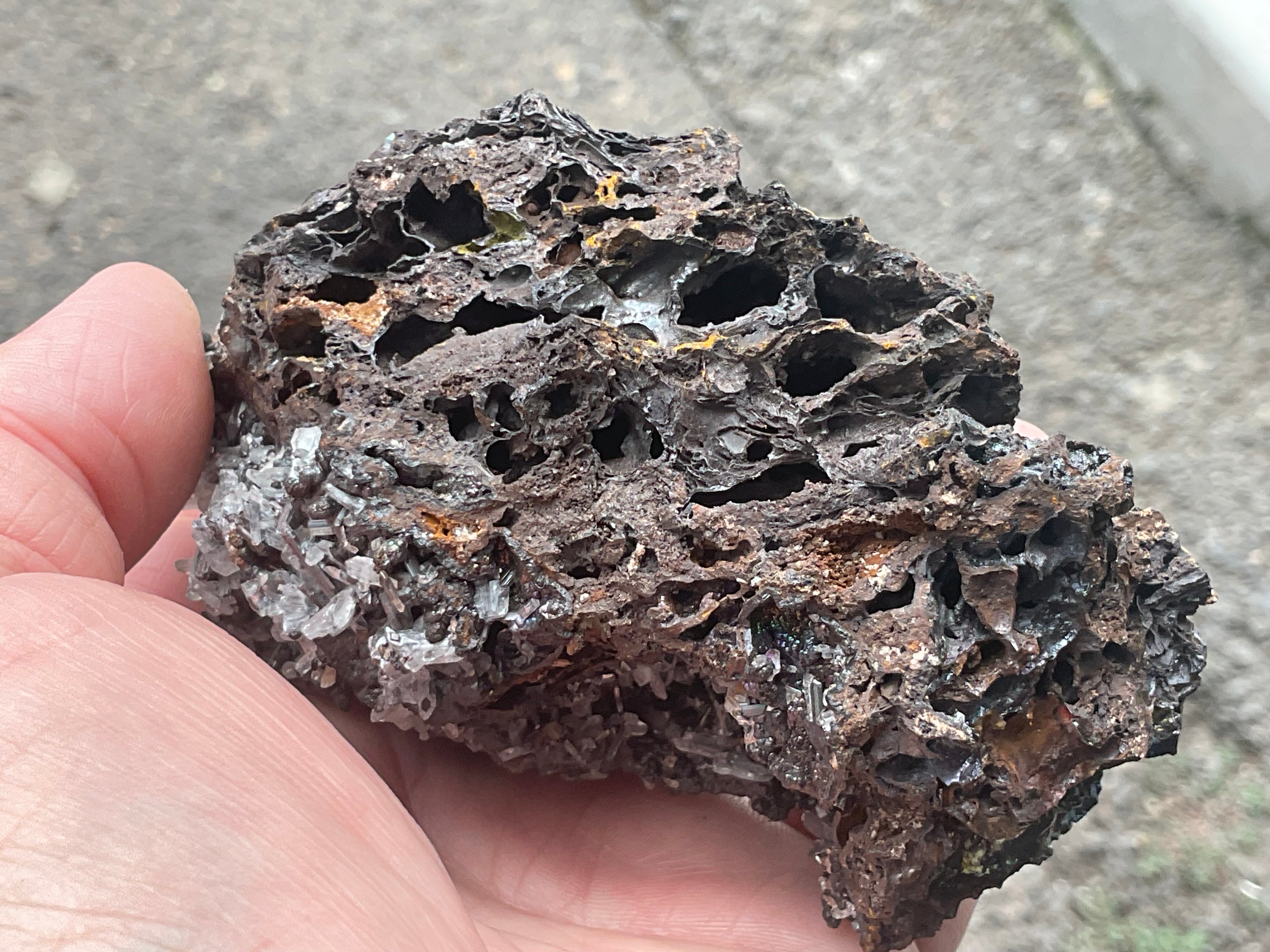 256g Iridescent Goethite/Limonite with Selenite Crystals Specimen 7B