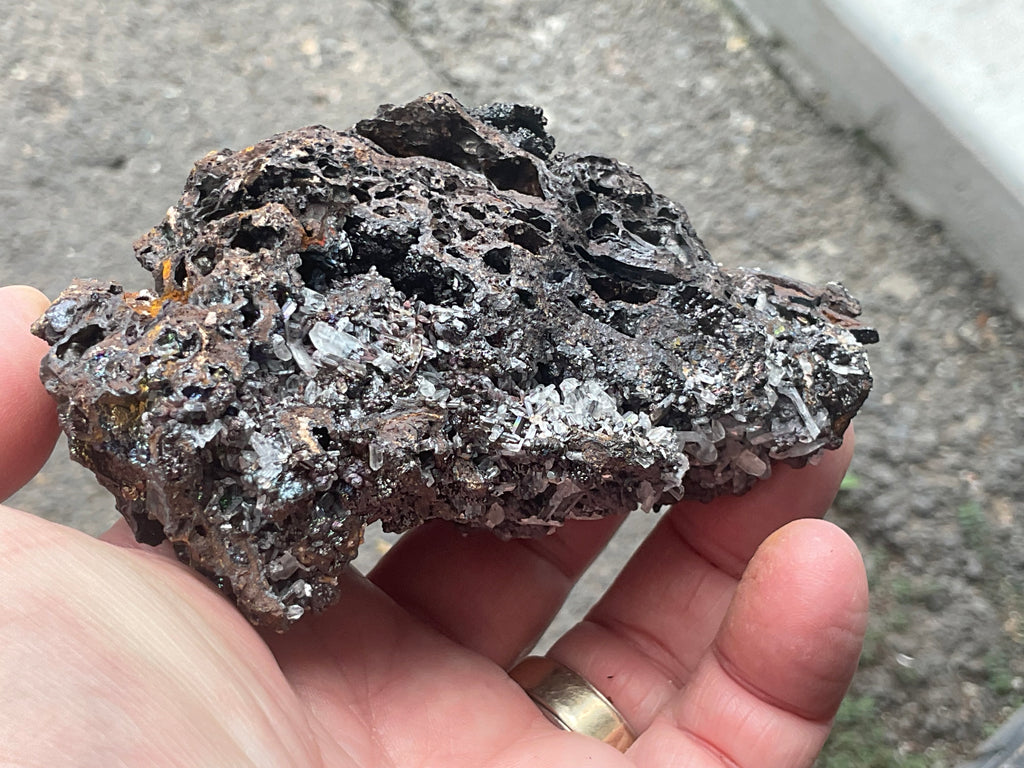 256g Iridescent Goethite/Limonite with Selenite Crystals Specimen 7B