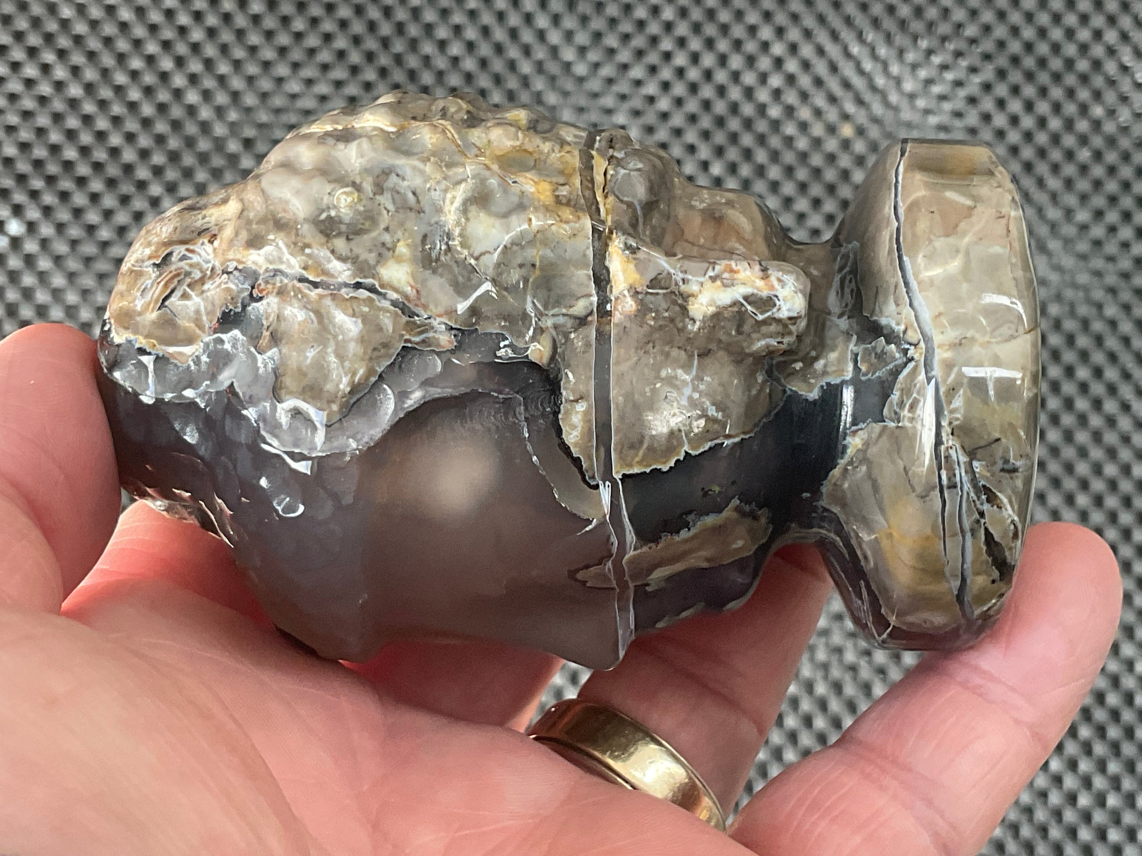 358g Volcano Agate Buddha Carving A