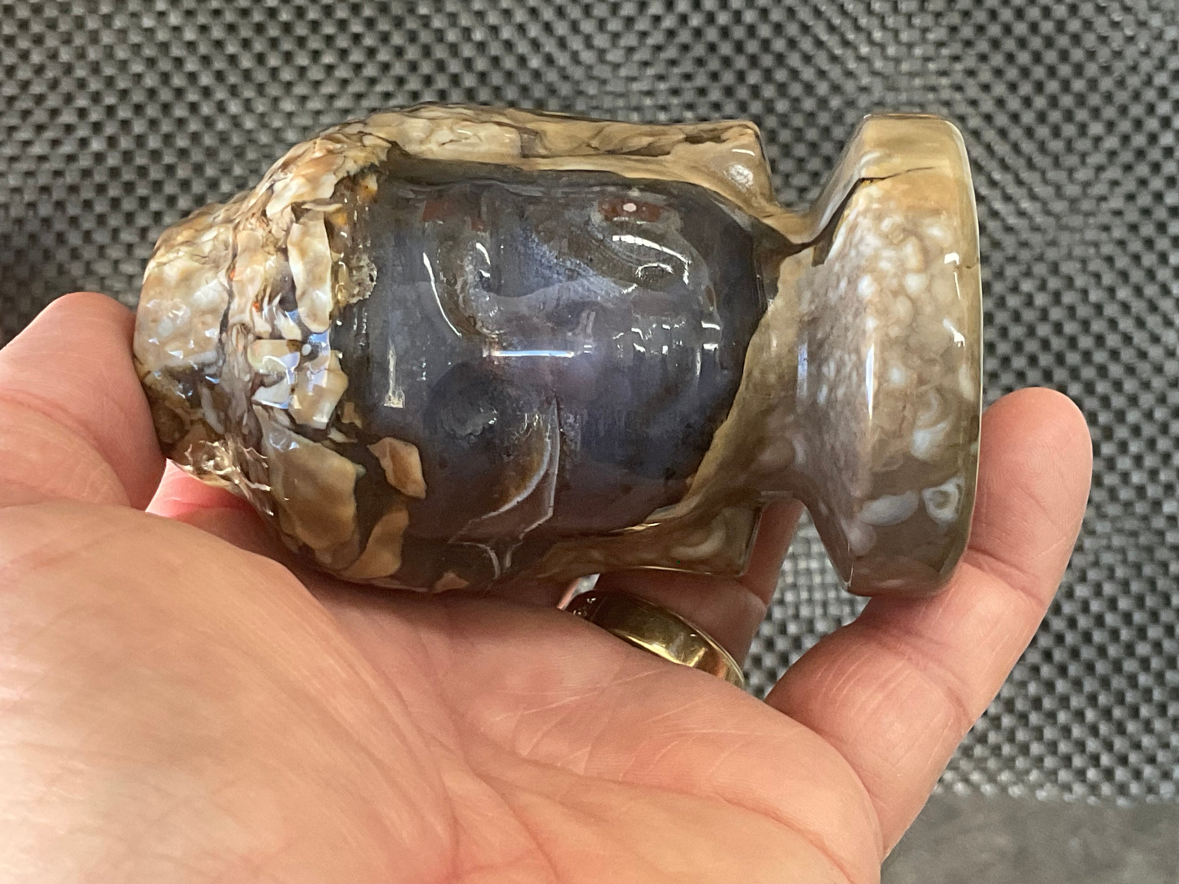 356g Volcano Agate Buddha Carving B