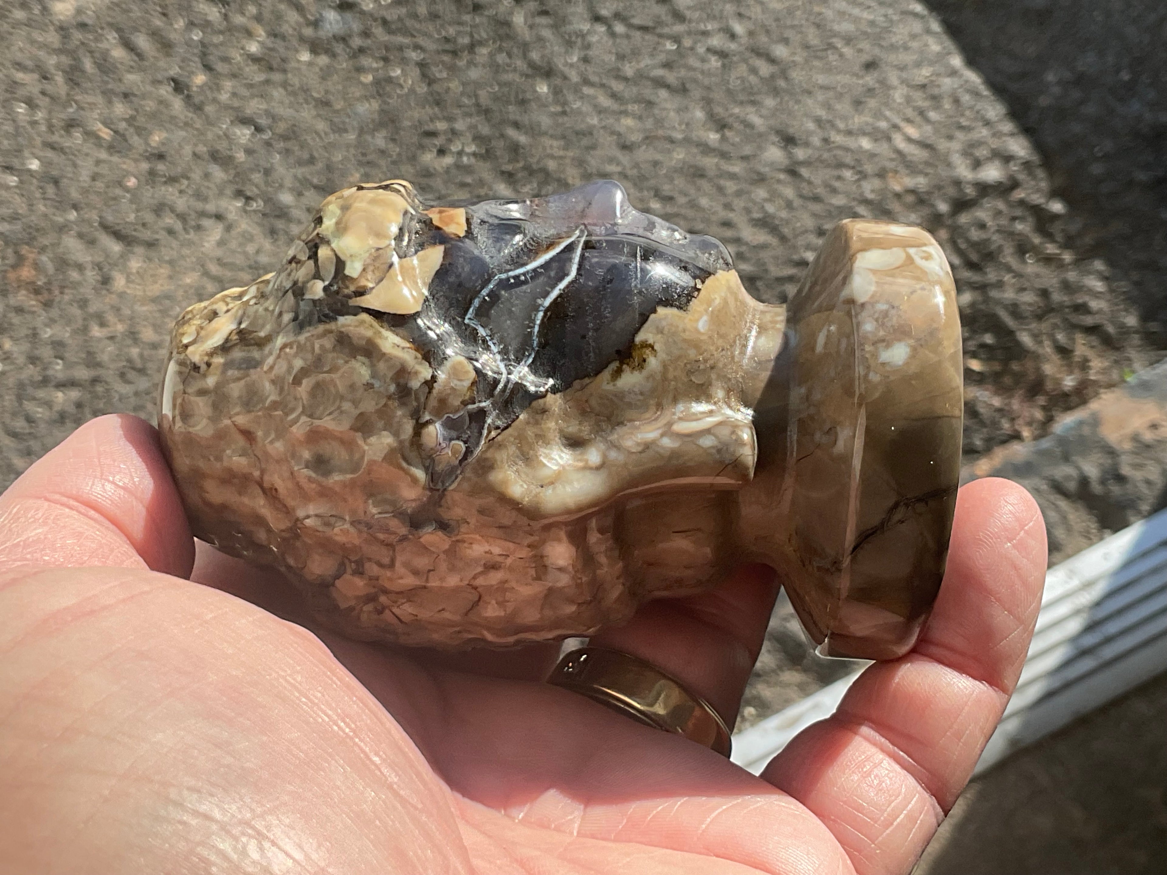 356g Volcano Agate Buddha Carving B