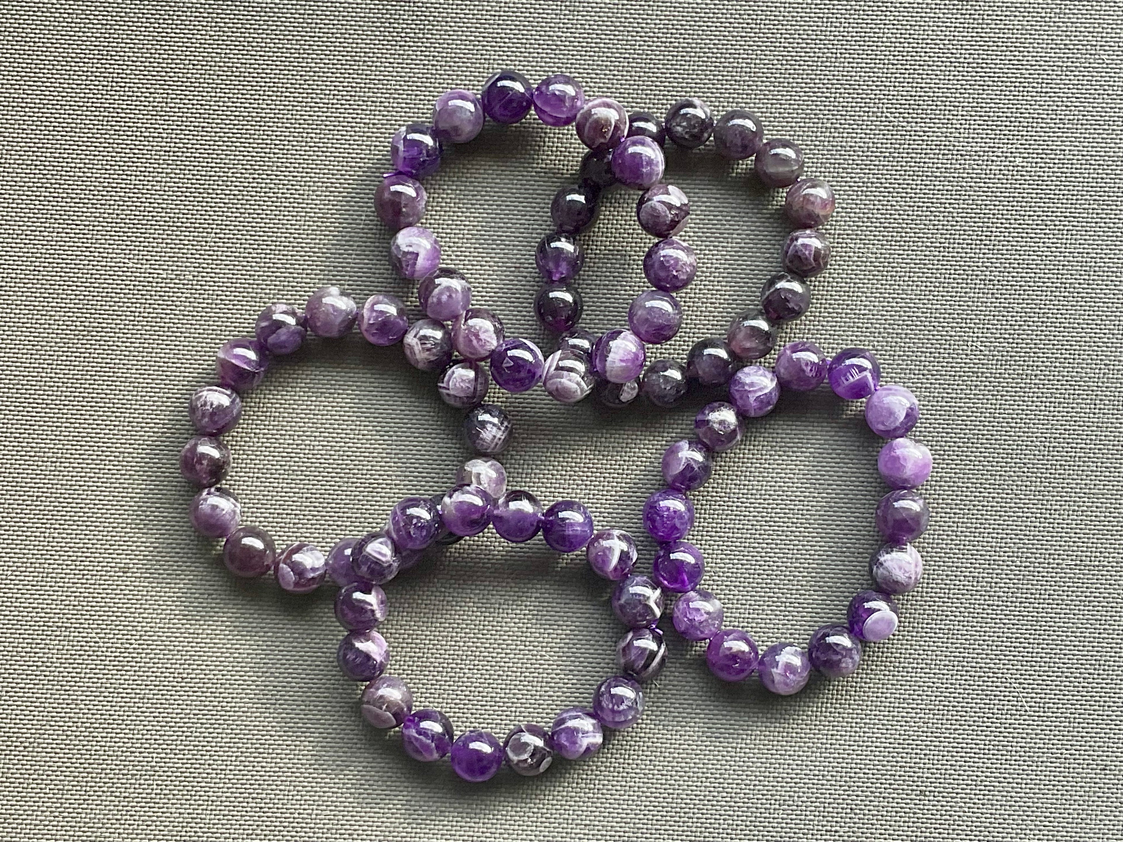 Chevron (Dream) Amethyst 12mm Bead Bracelet