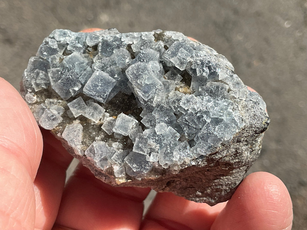 72g Teal Sugar Cubic Fluorite on Druzy Chalcedony Specimen 2A from Fujian, China