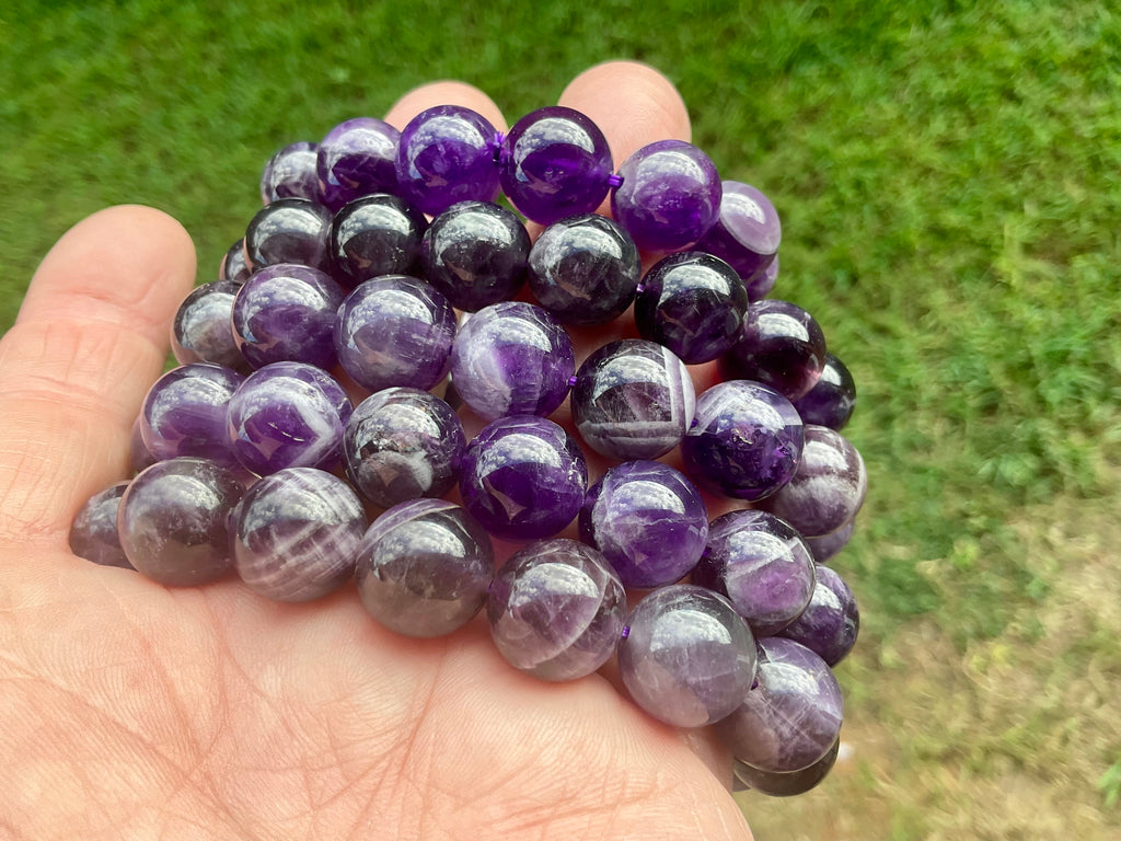 Chevron (Dream) Amethyst 12mm Bead Bracelet