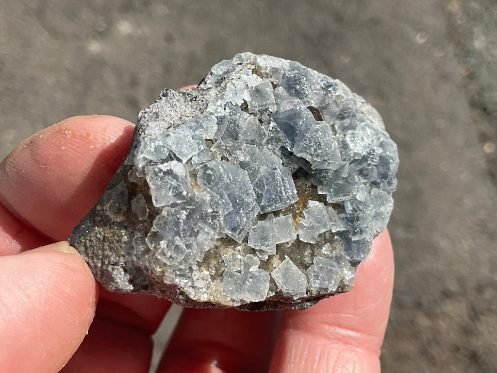 72g Teal Sugar Cubic Fluorite on Druzy Chalcedony Specimen 2A from Fujian, China