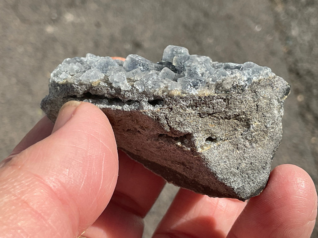 72g Teal Sugar Cubic Fluorite on Druzy Chalcedony Specimen 2A from Fujian, China