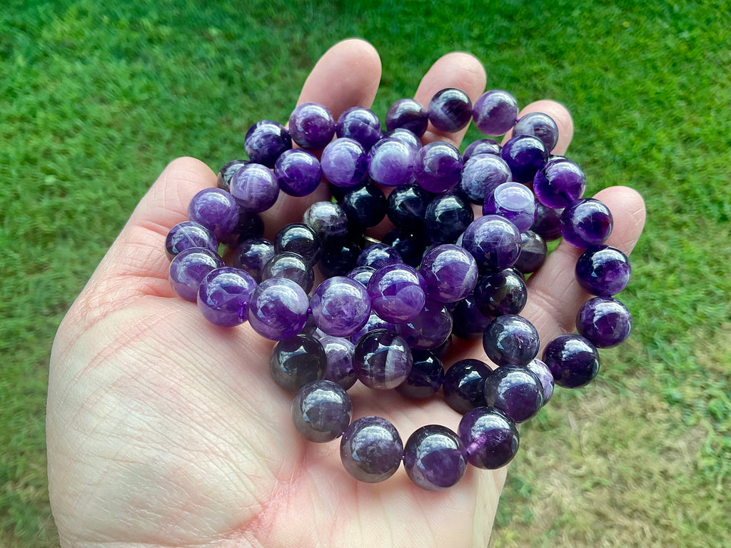 Chevron (Dream) Amethyst 12mm Bead Bracelet