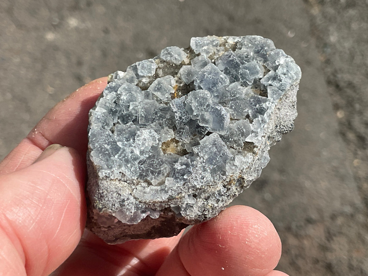 72g Teal Sugar Cubic Fluorite on Druzy Chalcedony Specimen 2A from Fujian, China