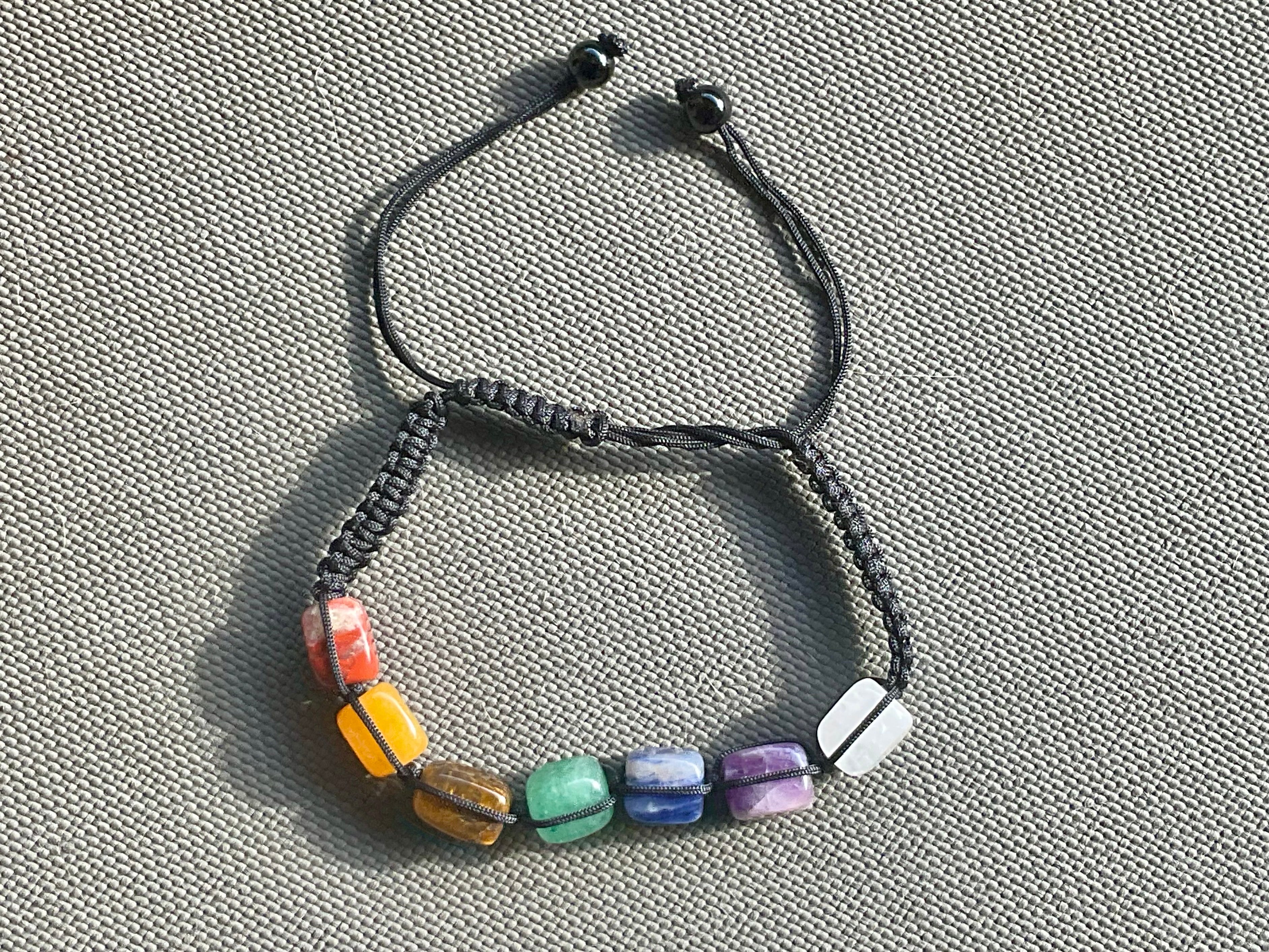 7 Chakras Rectangle Bead Adjustable Bracelet