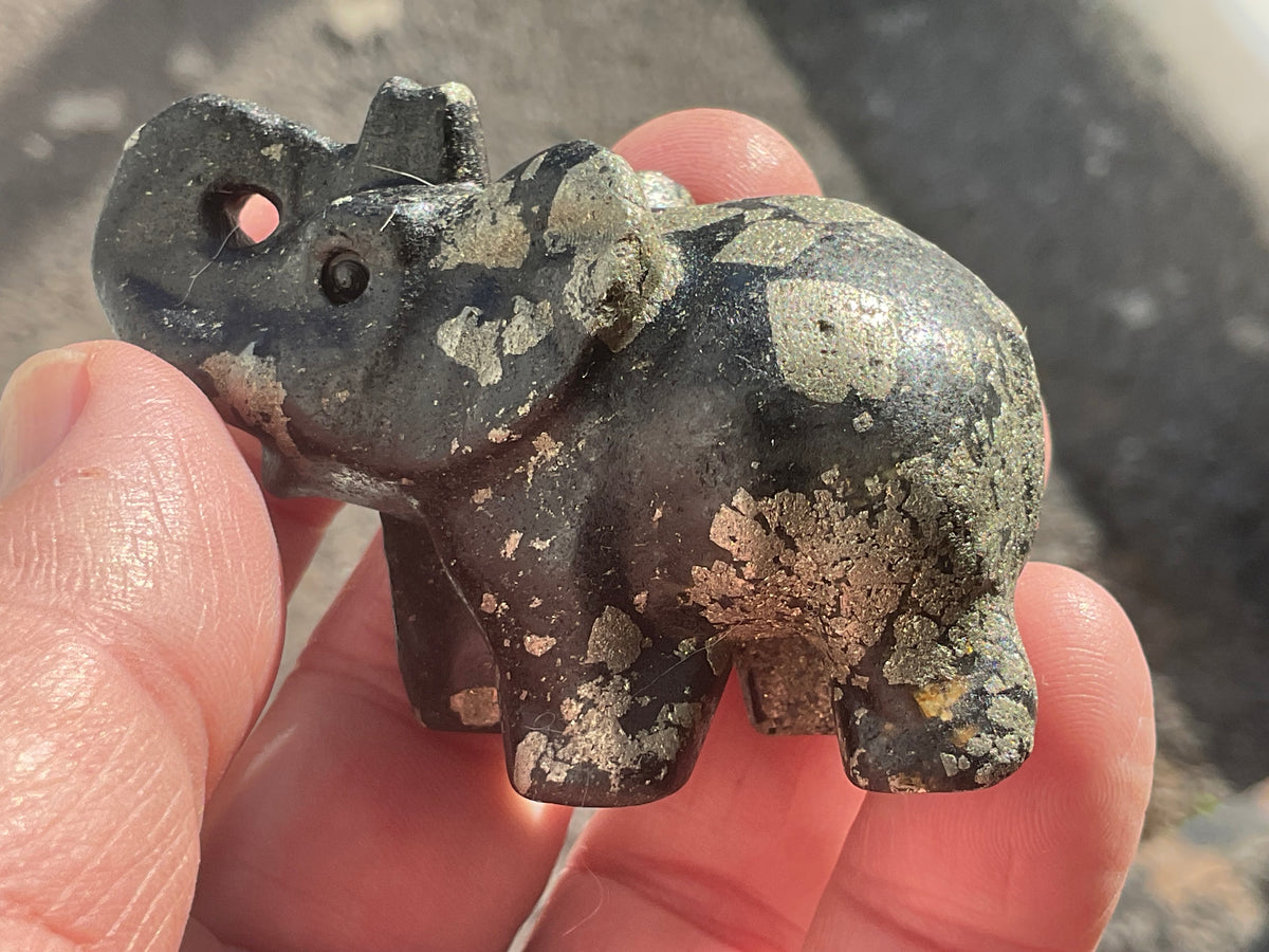 Pyrite Elephant Carving