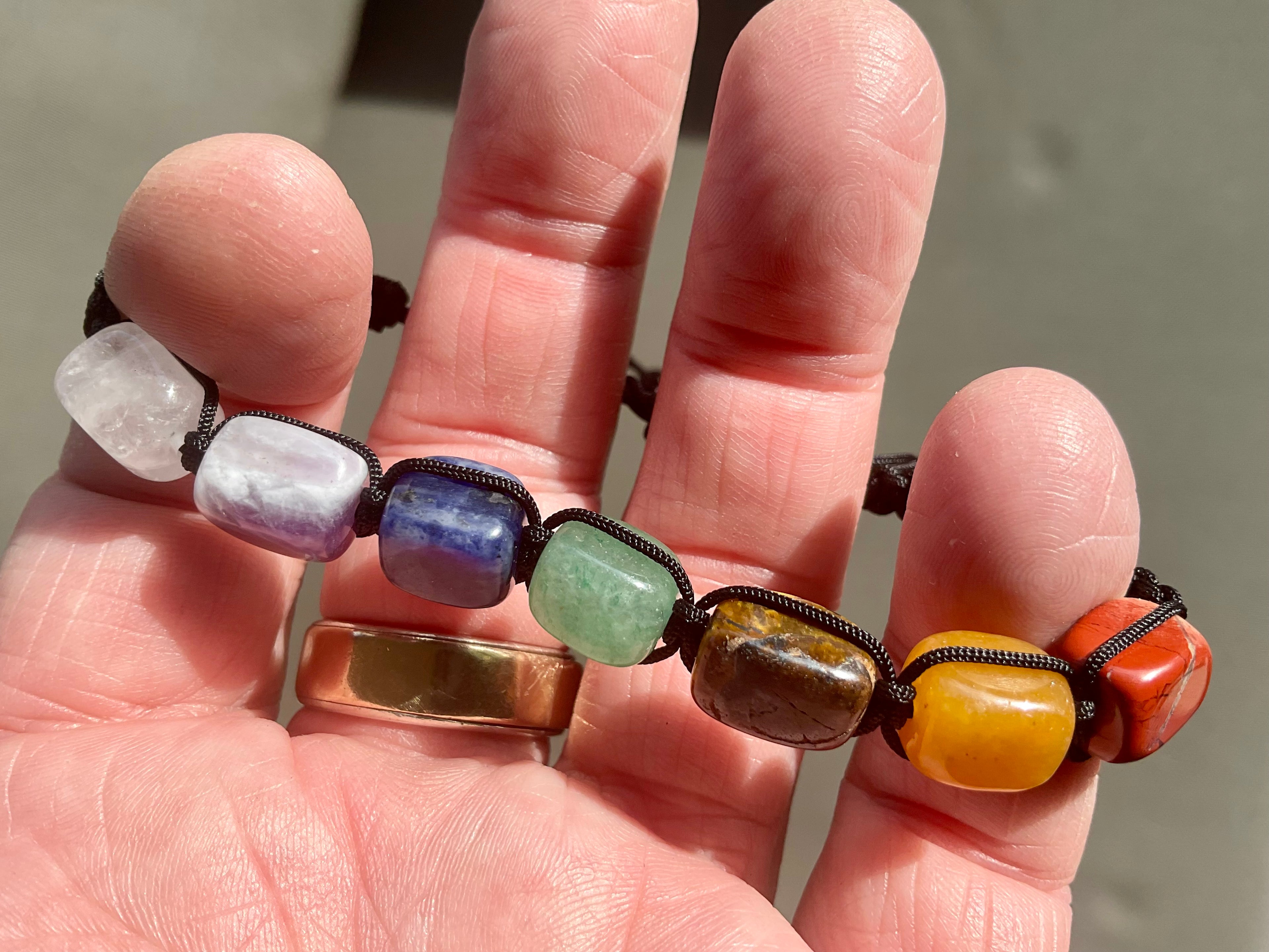 7 Chakras Rectangle Bead Adjustable Bracelet