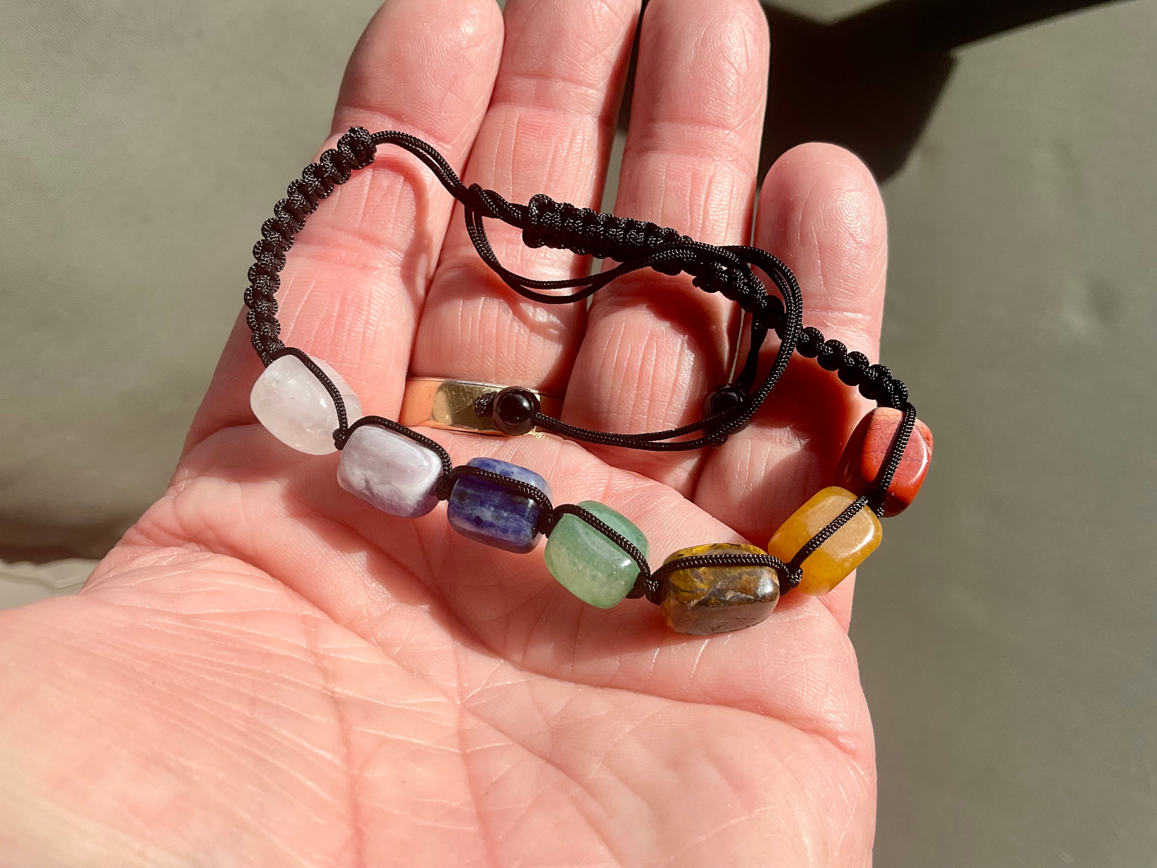 7 Chakras Rectangle Bead Adjustable Bracelet