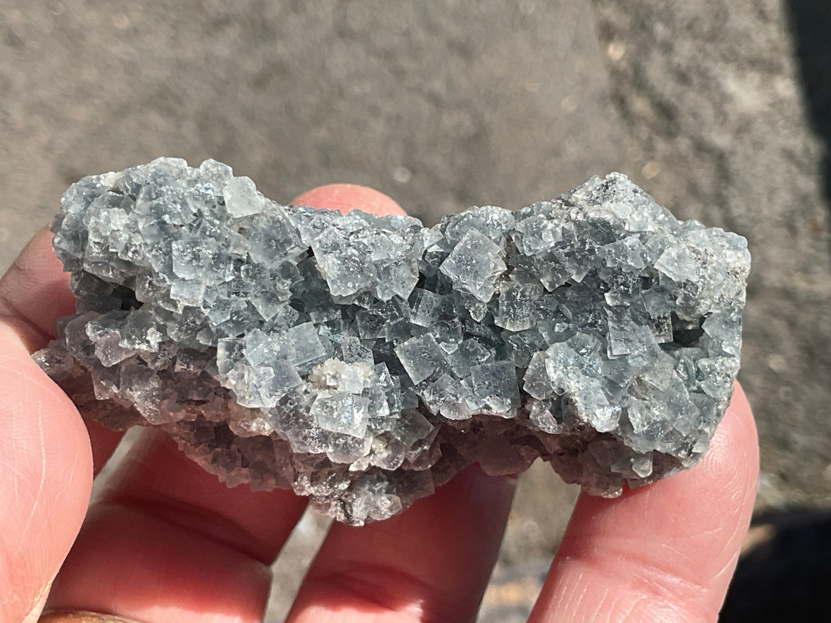 82g Teal Sugar Cubic Fluorite on Druzy Chalcedony Specimen 2B from Fujian, China