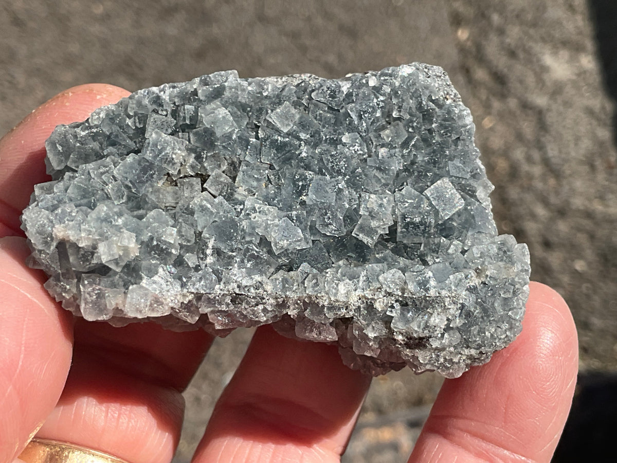 82g Teal Sugar Cubic Fluorite on Druzy Chalcedony Specimen 2B from Fujian, China