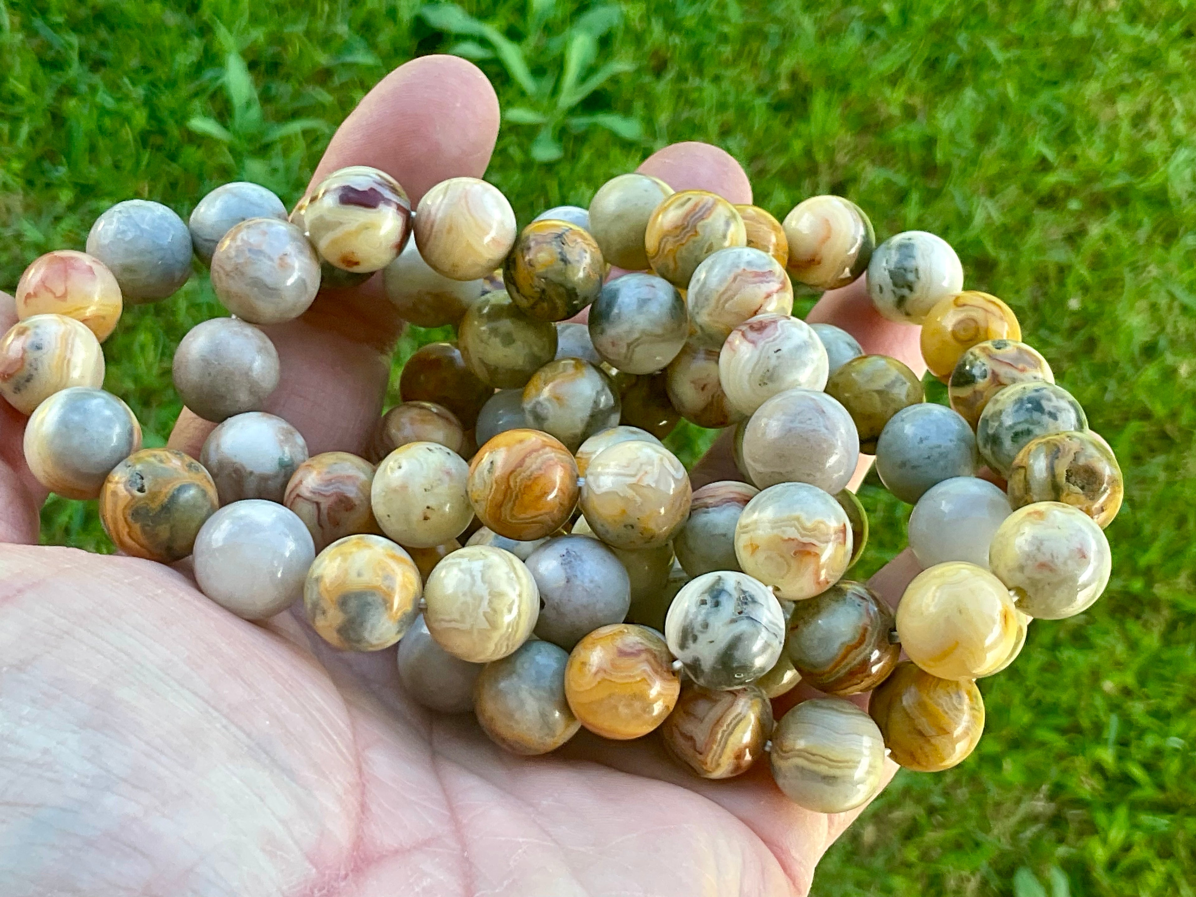 Mexican Crazy Lace Agate 12mm Bead Bracelet