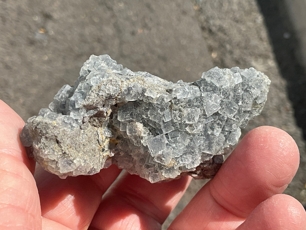 114g Teal Sugar Cubic Fluorite on Druzy Chalcedony Specimen 2C from Fujian, China