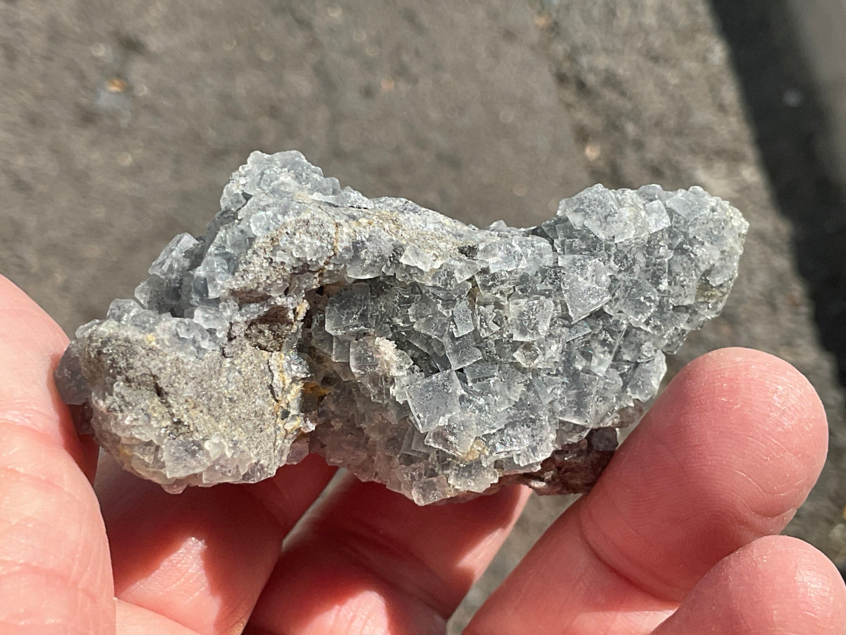 114g Teal Sugar Cubic Fluorite on Druzy Chalcedony Specimen 2C from Fujian, China