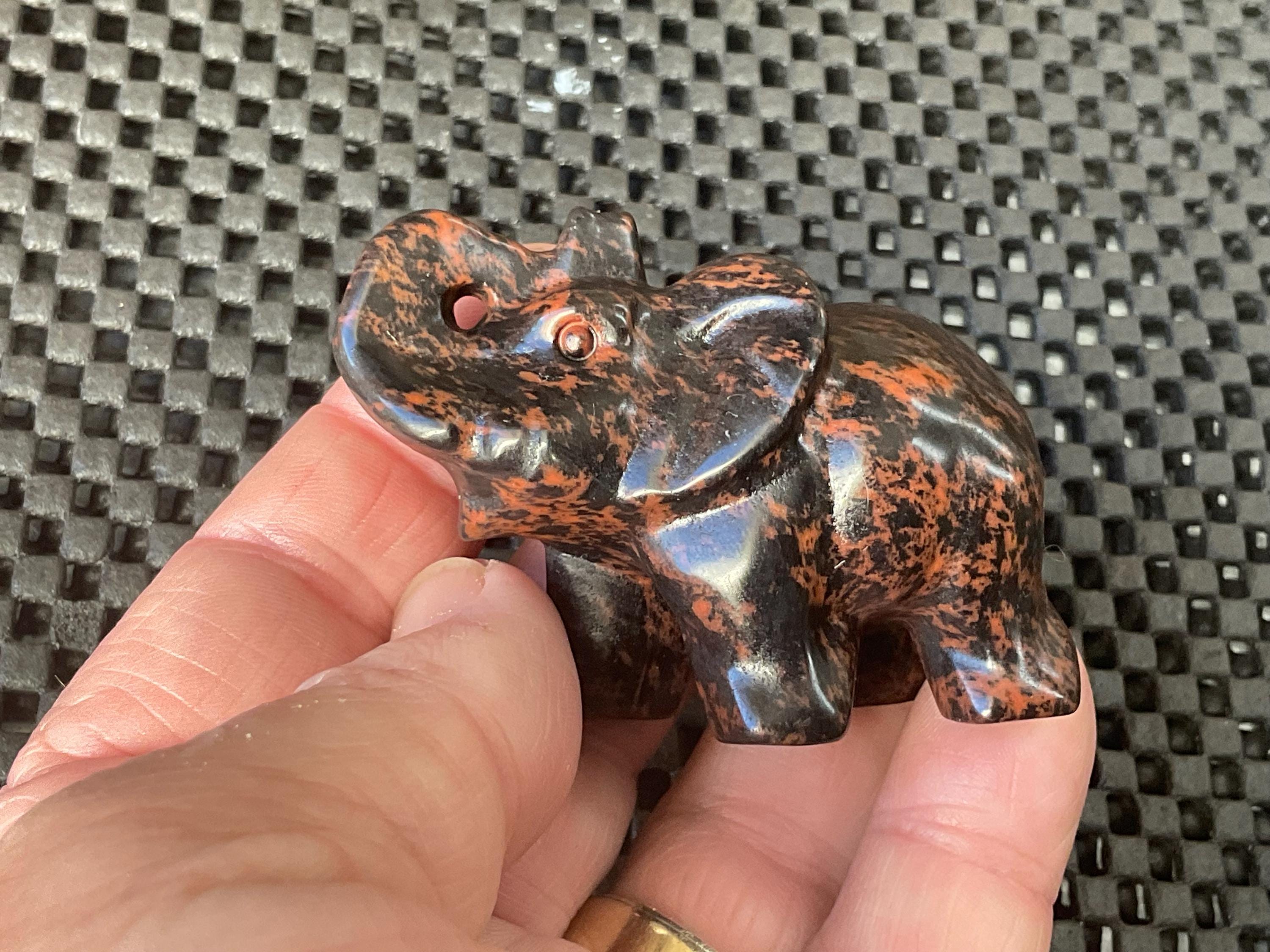 70g Mahogany Obsidian Elephant Carving A