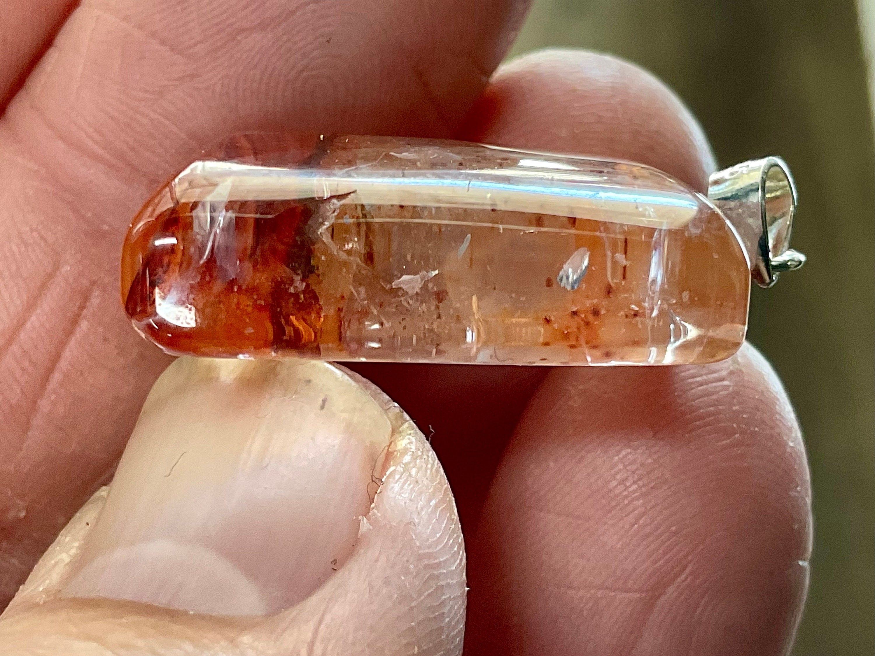 Fire Quartz Pillow Cabochon Pendant 2C