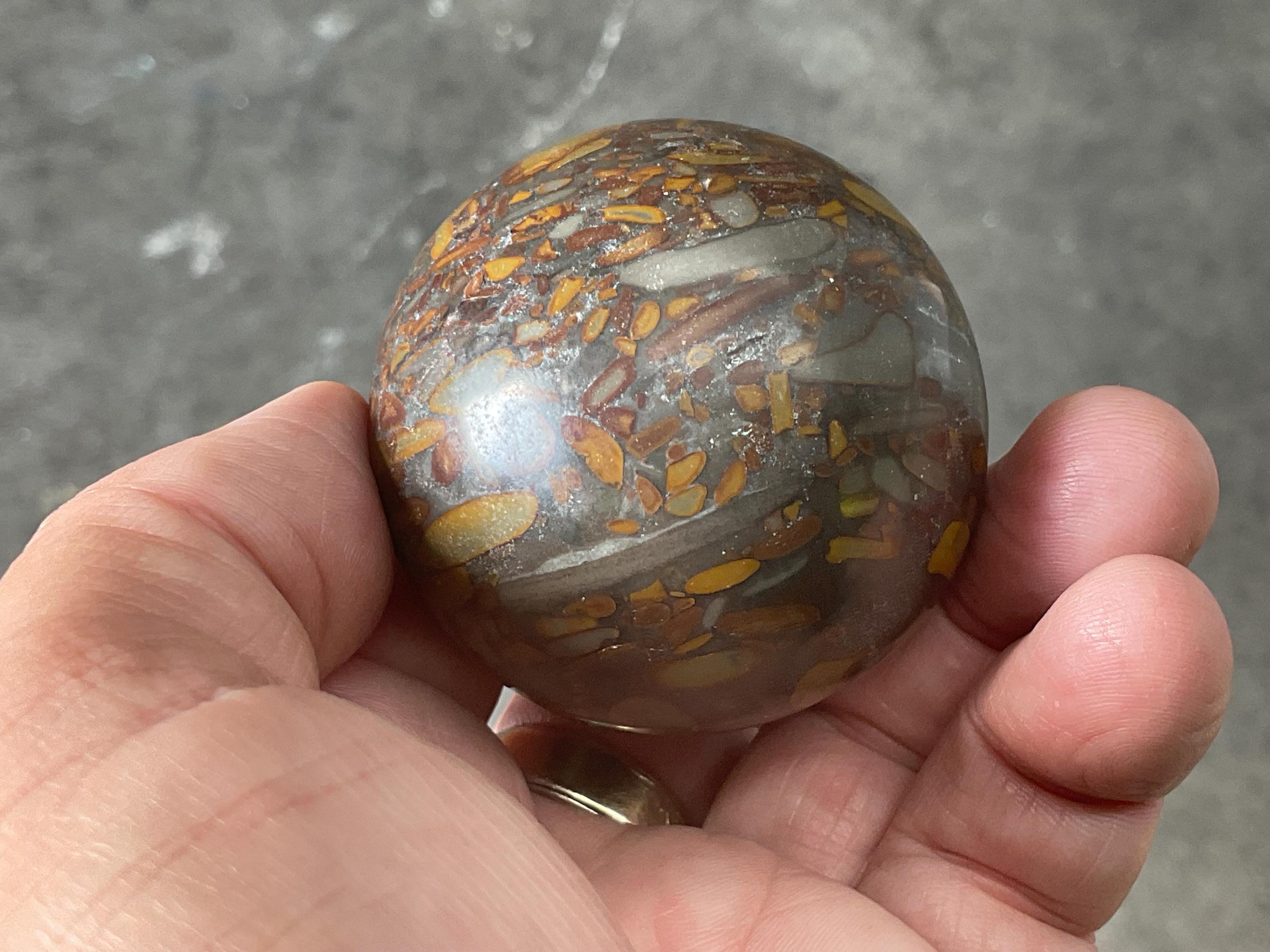 186g Bamboo Jasper Sphere 3A (Perfectly Imperfect)