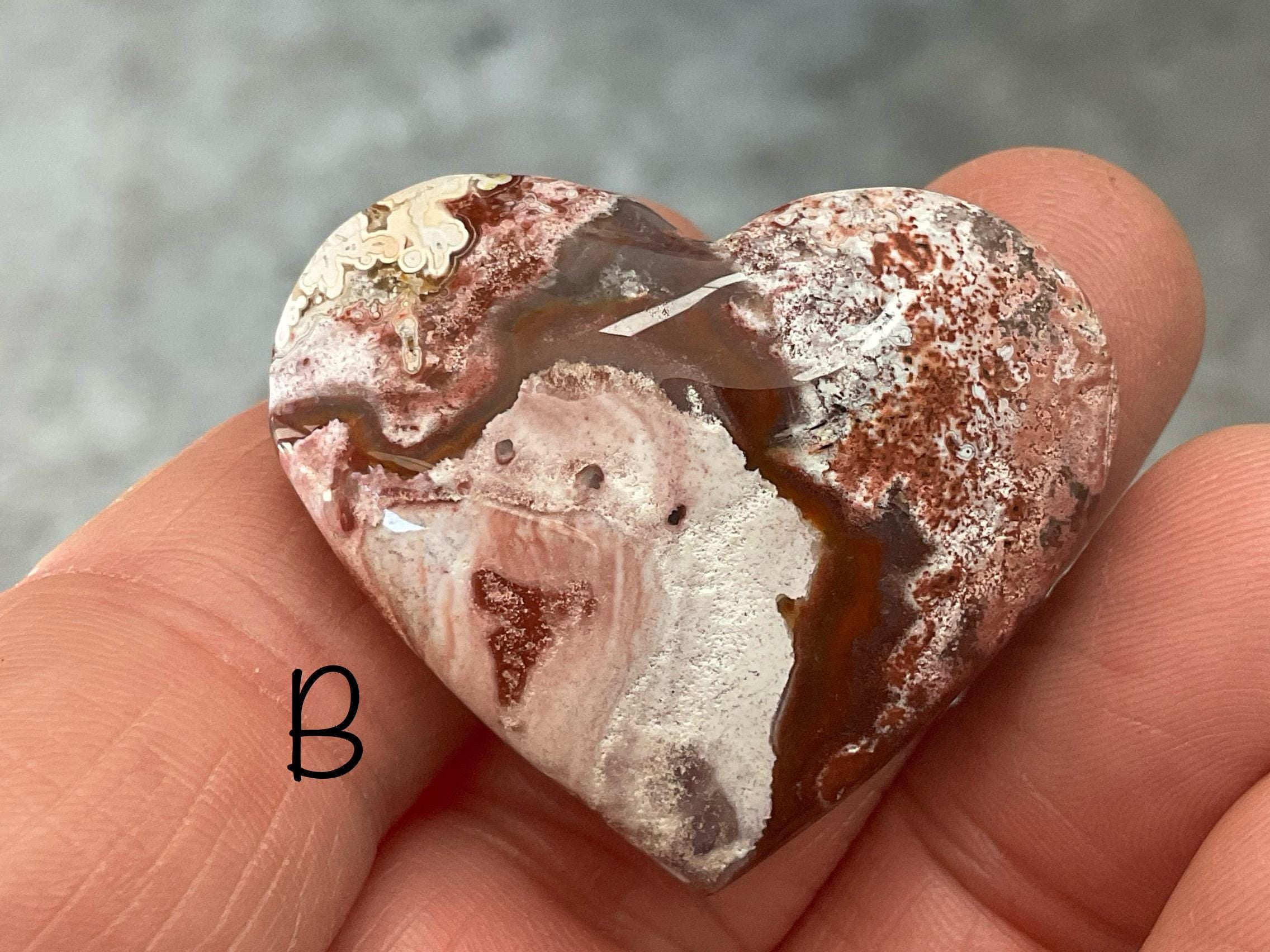 Mexican Crazy Lace Agate Hearts Group 1