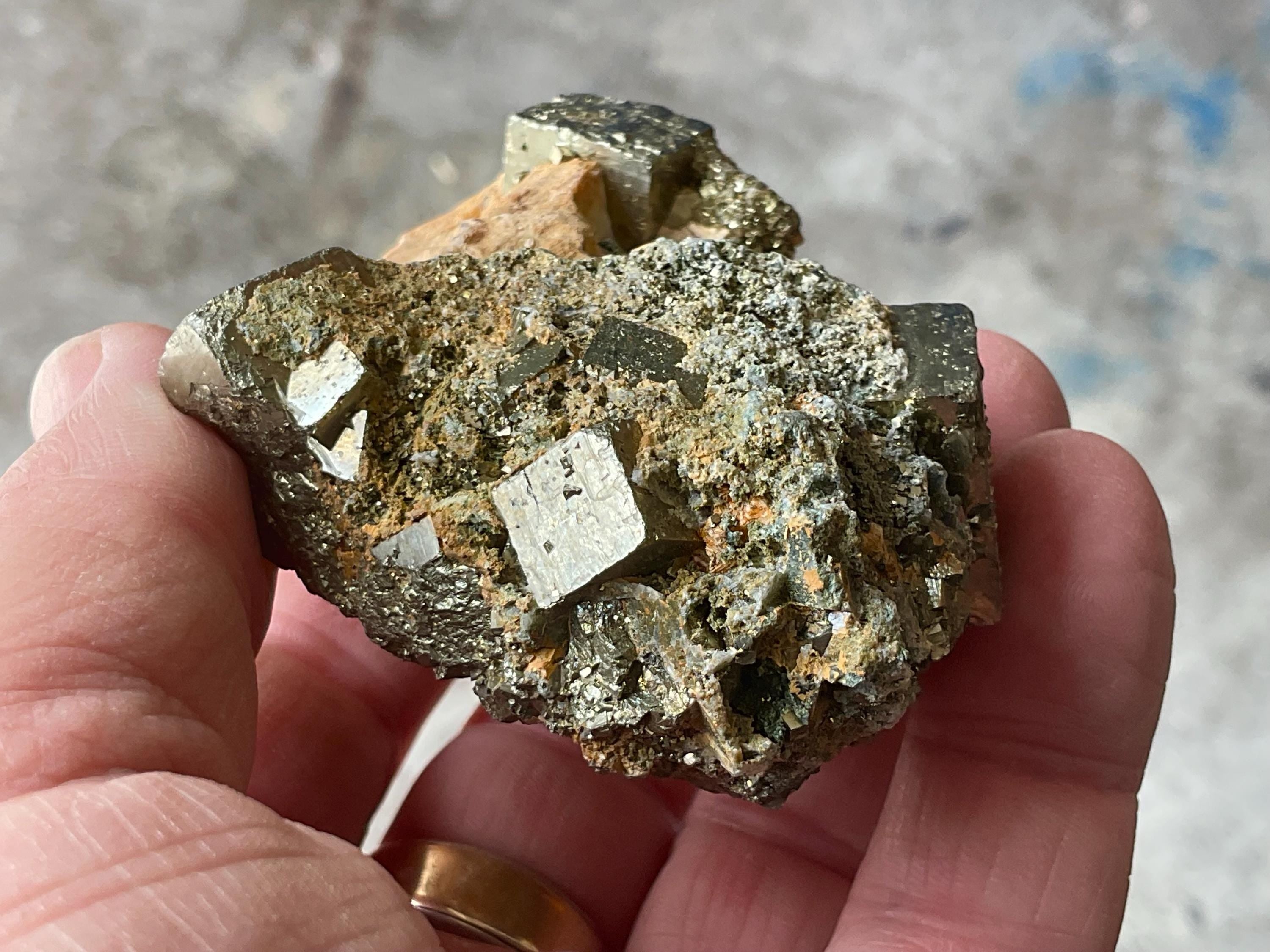 238g Chinese Pyrite with Quartz on Matrix Specimen B