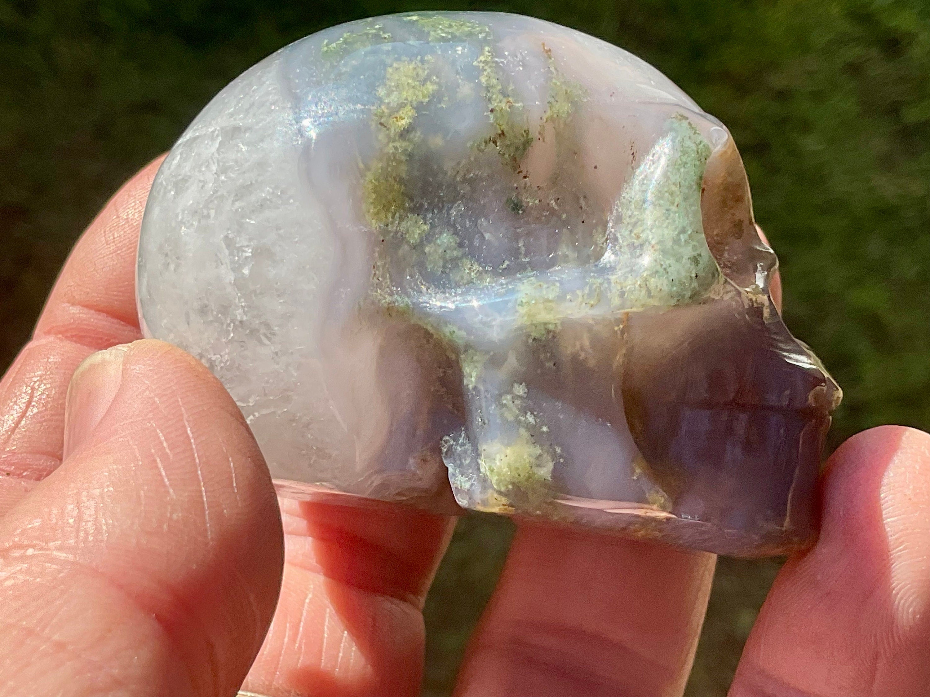 137g Moss Agate Skull 3C