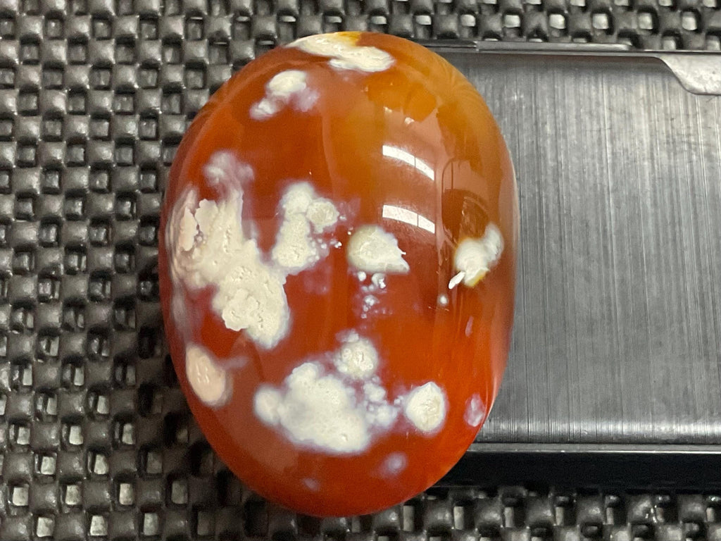 170g Carnelian Orca Agate Palmstone 7A