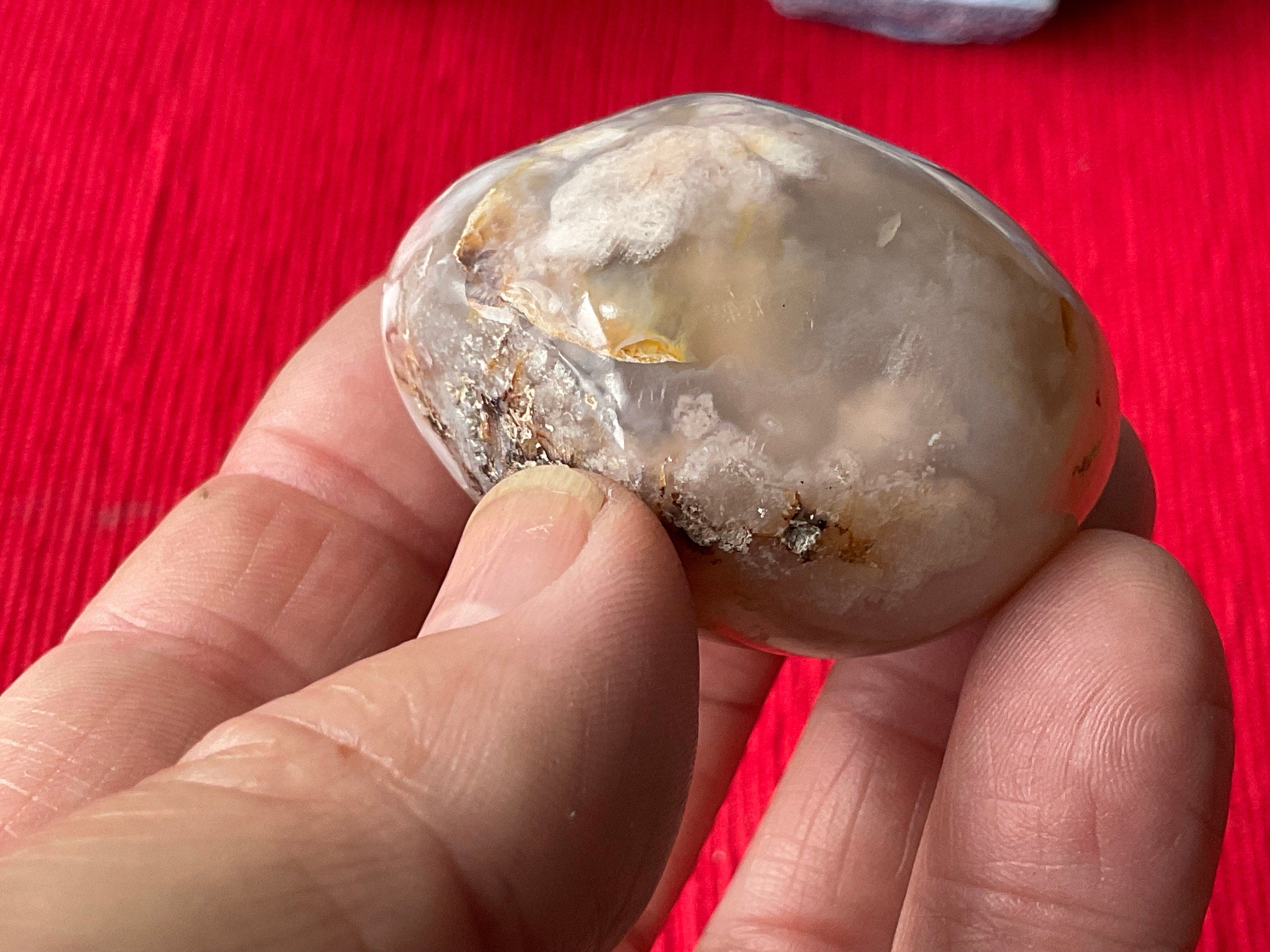 89g Flower Agate Palmstone 8C