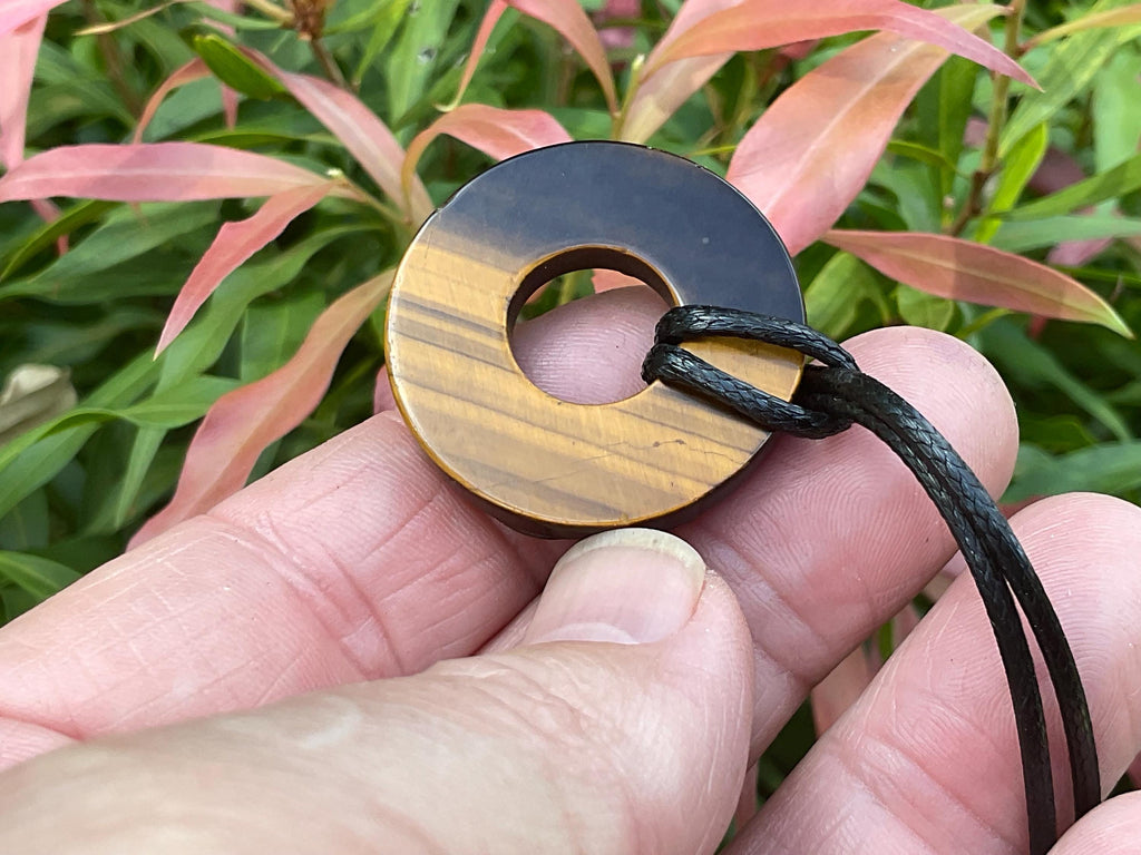 Tiger Eye Donut Flower Pendant B