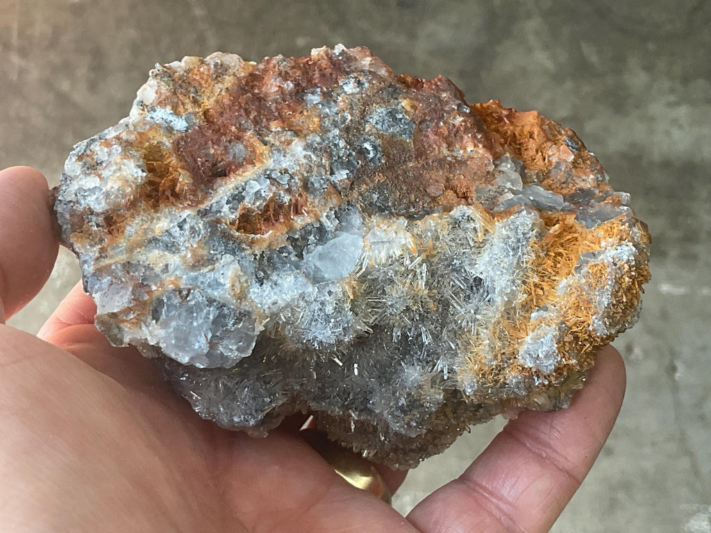 334g Hematite Stained Needle Quartz with Flourite Specimen 2C from Fujian, China