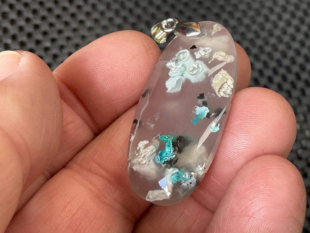 10g Natural Chrysocolla in Chalcedony Pendant 2B