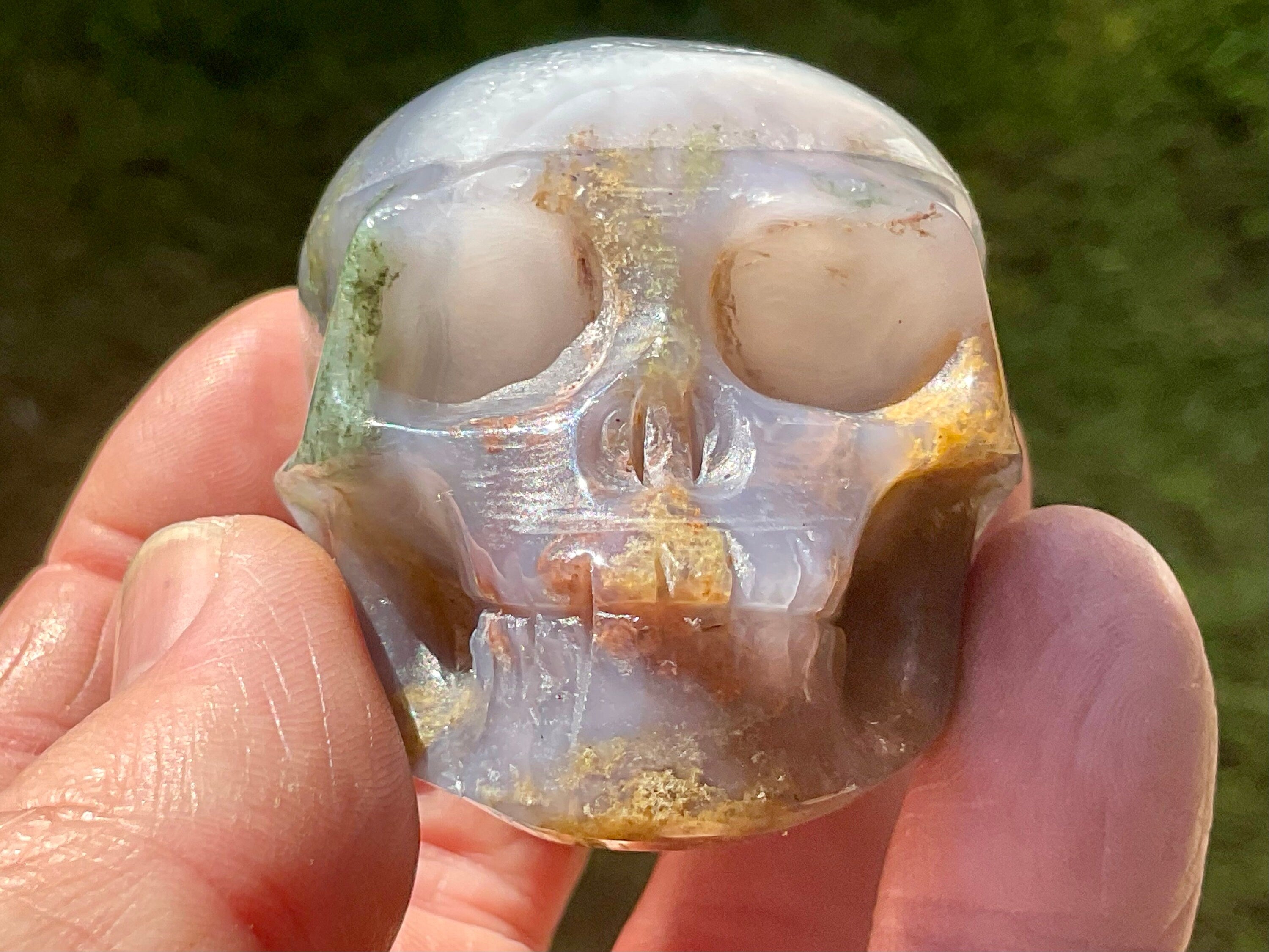 137g Moss Agate Skull 3C