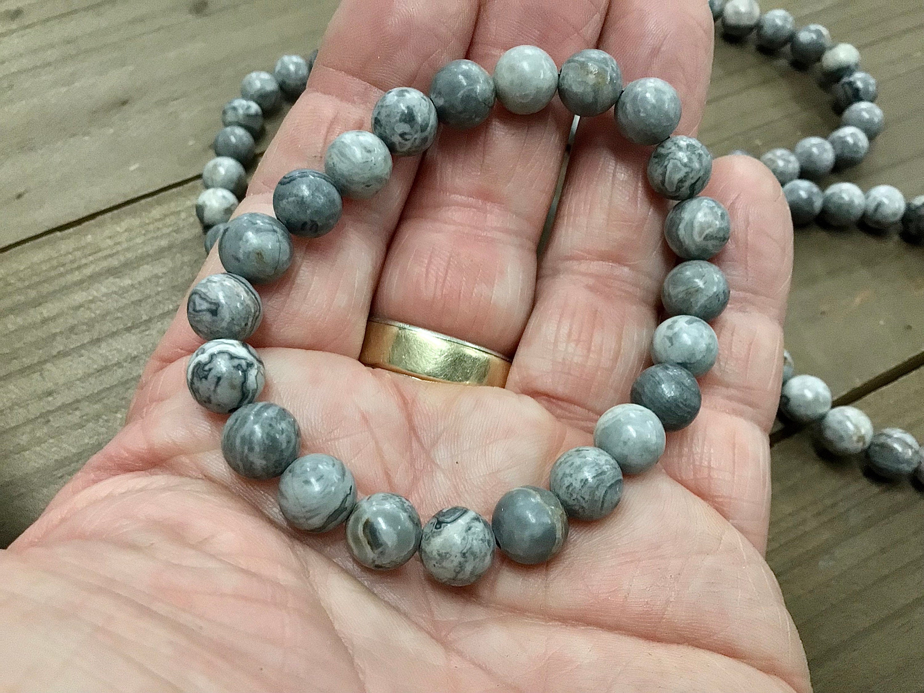 Map Stone Jasper 8mm Bead Bracelet
